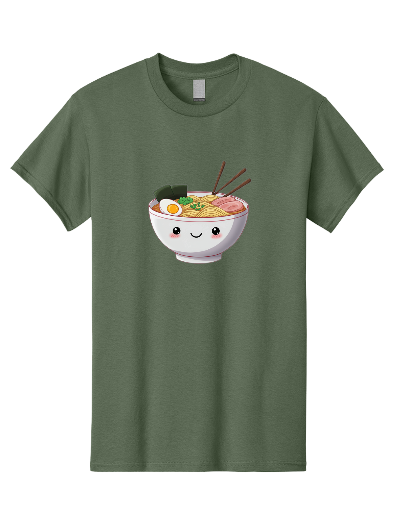 Ramen-Bowl Men'S Graphic Tee, 100% Cotton, Comfortable Casual Summer Wear, Machine Washable, Steaming Hot Ramen, Cartoon Noodle Bowl, Appetizing Meal, Kawaii Food, Delicious Japanese Cuisine, Smiling Bowl, Egg, Seaweed, Pork Slice, Chopsticks Bae713 12