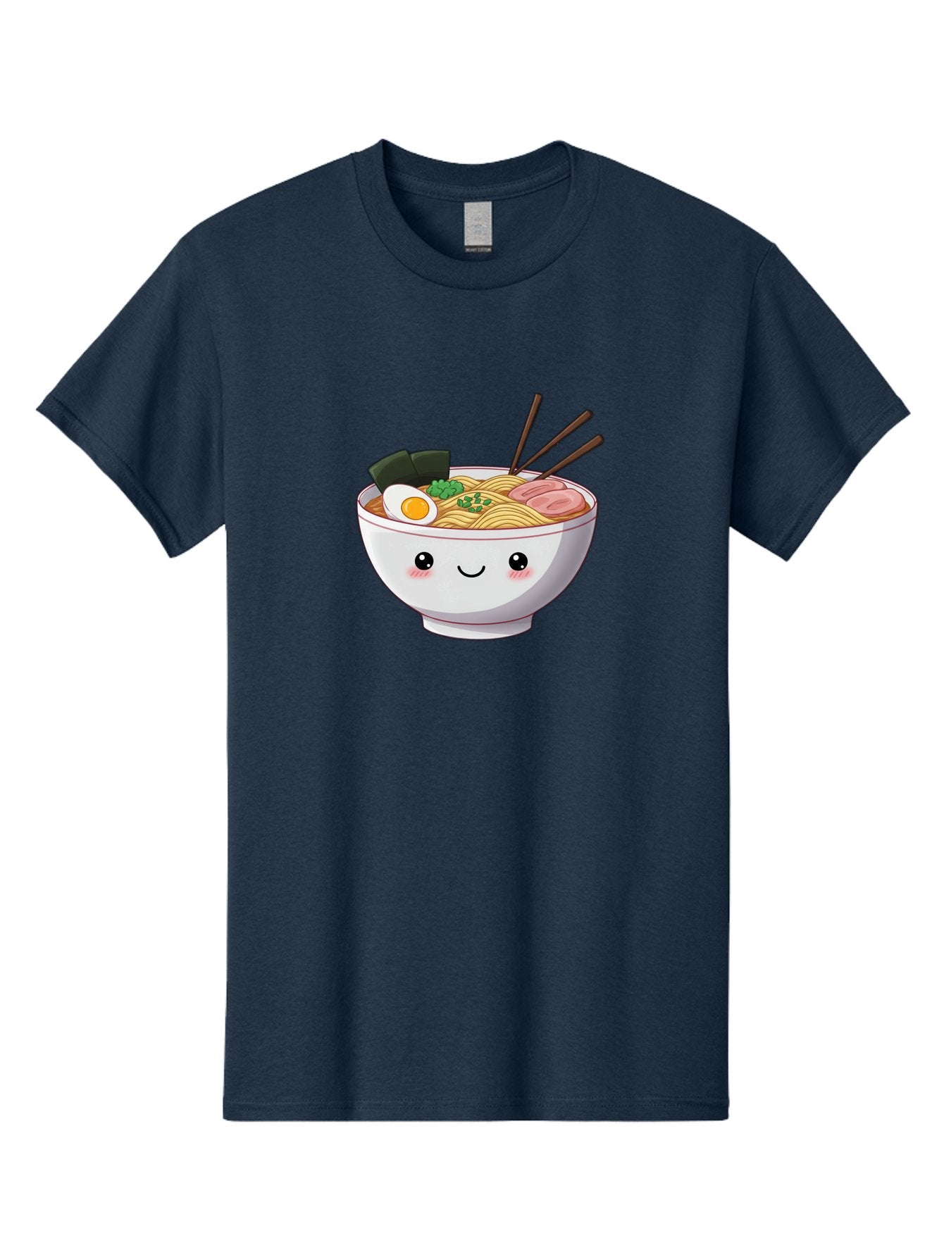 Ramen-Bowl Men'S Graphic Tee, 100% Cotton, Comfortable Casual Summer Wear, Machine Washable, Steaming Hot Ramen, Cartoon Noodle Bowl, Appetizing Meal, Kawaii Food, Delicious Japanese Cuisine, Smiling Bowl, Egg, Seaweed, Pork Slice, Chopsticks Bae713 9