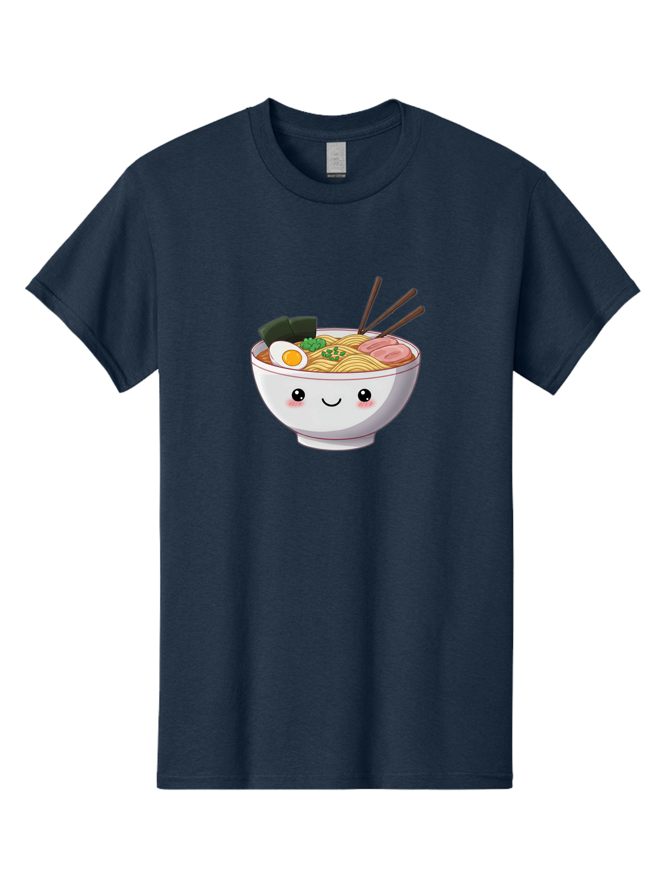 Ramen-Bowl Men'S Graphic Tee, 100% Cotton, Comfortable Casual Summer Wear, Machine Washable, Steaming Hot Ramen, Cartoon Noodle Bowl, Appetizing Meal, Kawaii Food, Delicious Japanese Cuisine, Smiling Bowl, Egg, Seaweed, Pork Slice, Chopsticks Bae713 5