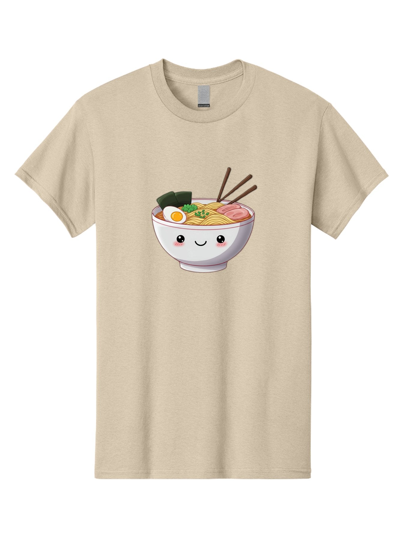 Ramen-Bowl Men'S Graphic Tee, 100% Cotton, Comfortable Casual Summer Wear, Machine Washable, Steaming Hot Ramen, Cartoon Noodle Bowl, Appetizing Meal, Kawaii Food, Delicious Japanese Cuisine, Smiling Bowl, Egg, Seaweed, Pork Slice, Chopsticks Bae713 11