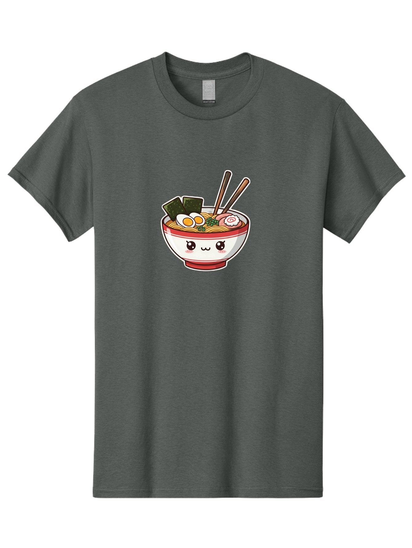 Ramen-Noodle-Bowl-1 Men'S Graphic Tee, 100% Cotton, Comfortable Casual Summer Wear, Machine Washable, Bowl Of Ramen, Steaming Noodles, Soft-Boiled Egg, Seaweed, Cartoon Bowl, Kawaii Food, Japanese Cuisine, Cute Illustration, Foodie Graphics, Bae714