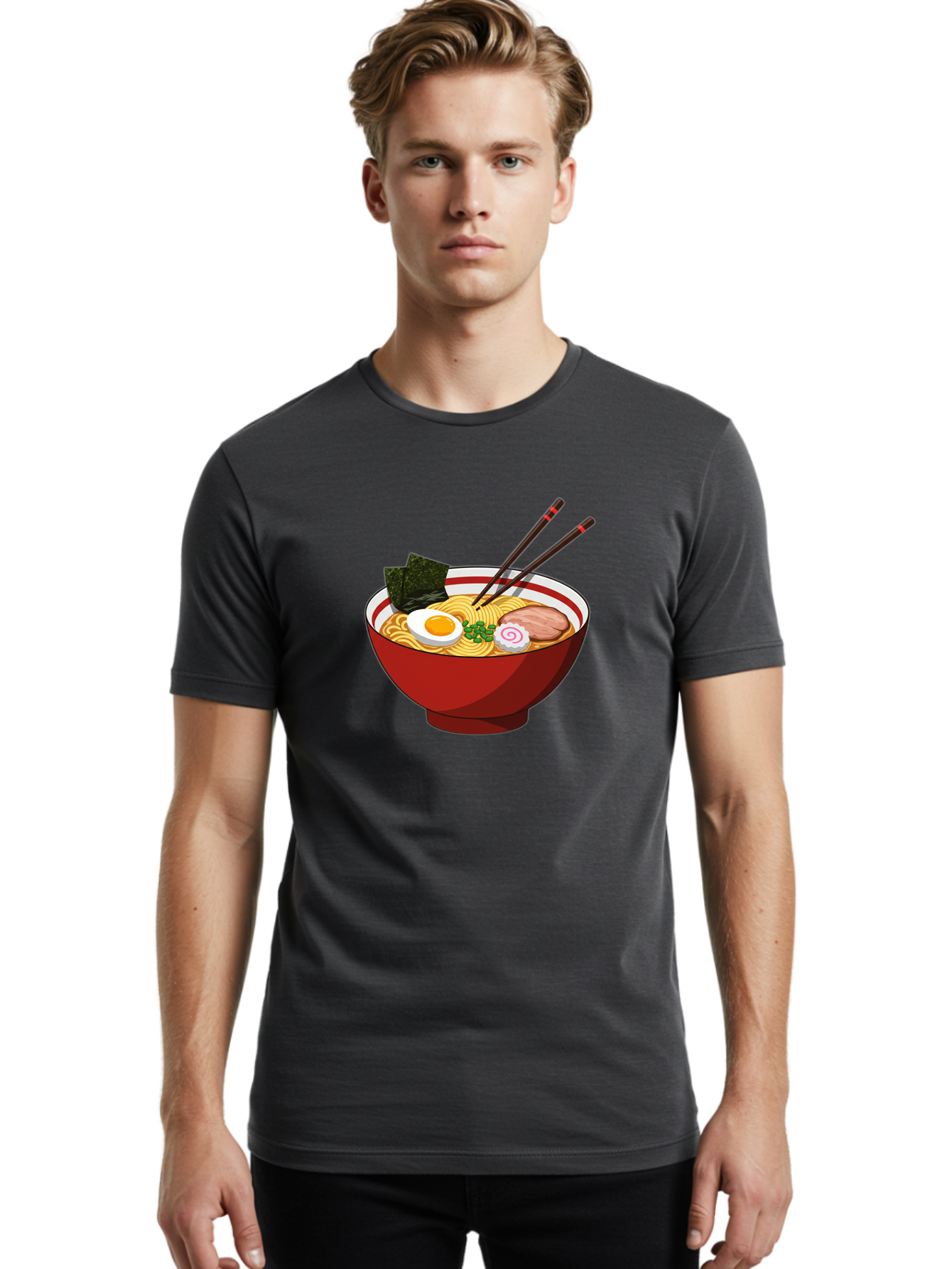 Ramen-Noodle-Bowl-2 Men'S Graphic Tee, 100% Cotton, Comfortable Casual Summer Wear, Machine Washable, Steaming Bowl Of Ramen, Japanese Noodle Soup, Boiled Egg, Sliced Pork, Seaweed, Green Onions, Chopsticks, Asian Cuisine, Noodle Dish, Bae715 28