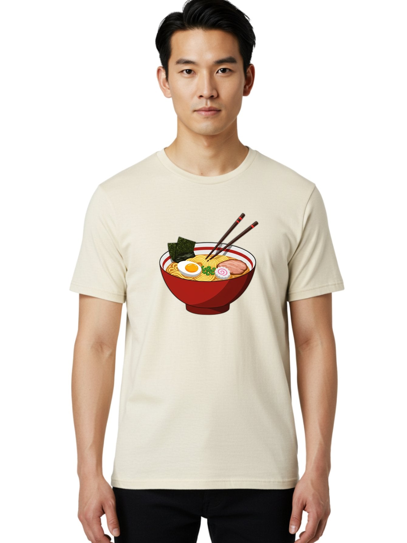 Ramen-Noodle-Bowl-2 Men'S Graphic Tee, 100% Cotton, Comfortable Casual Summer Wear, Machine Washable, Steaming Bowl Of Ramen, Japanese Noodle Soup, Boiled Egg, Sliced Pork, Seaweed, Green Onions, Chopsticks, Asian Cuisine, Noodle Dish, Bae715 27