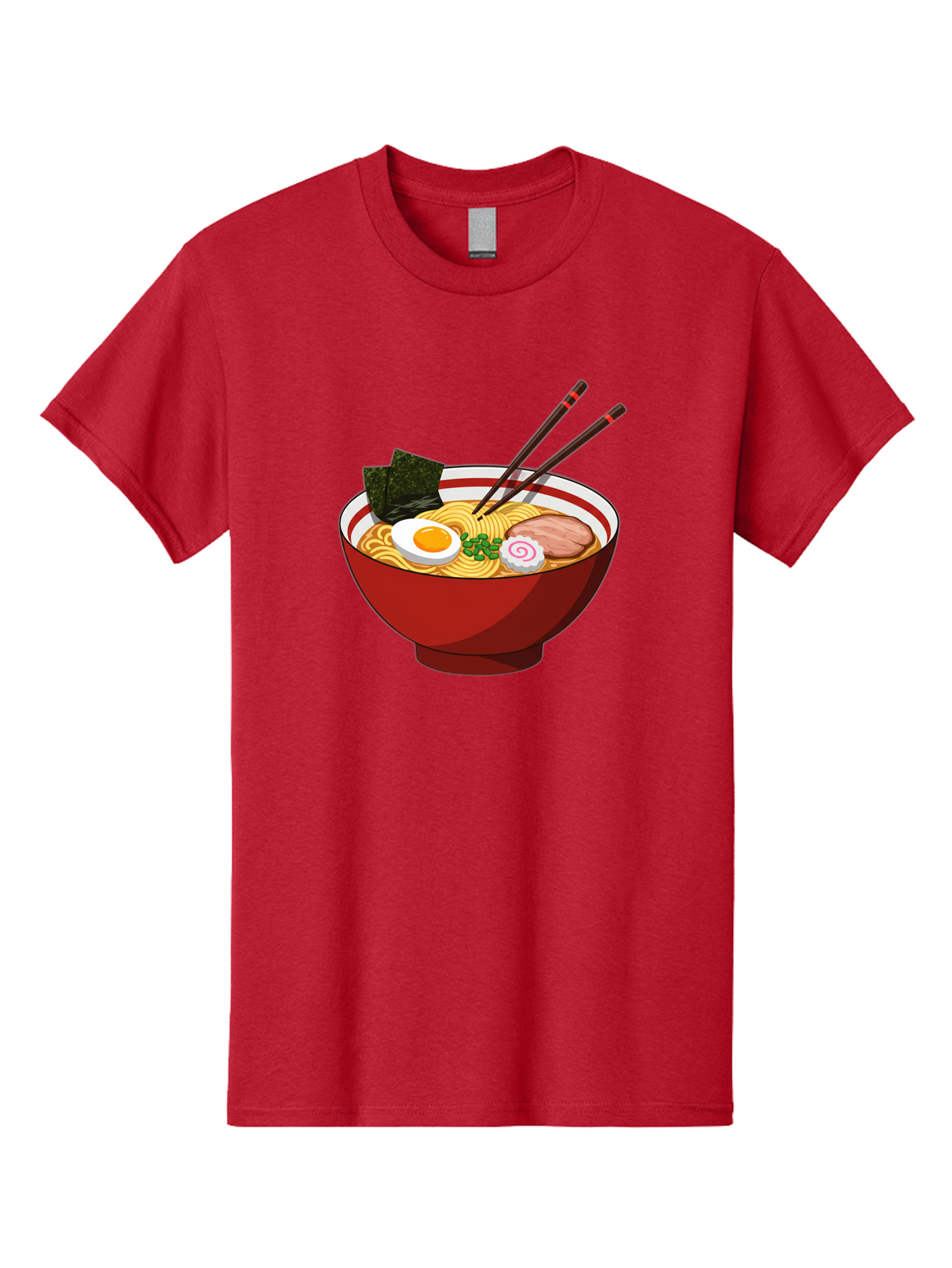 Ramen-Noodle-Bowl-2 Men'S Graphic Tee, 100% Cotton, Comfortable Casual Summer Wear, Machine Washable, Steaming Bowl Of Ramen, Japanese Noodle Soup, Boiled Egg, Sliced Pork, Seaweed, Green Onions, Chopsticks, Asian Cuisine, Noodle Dish, Bae715 3