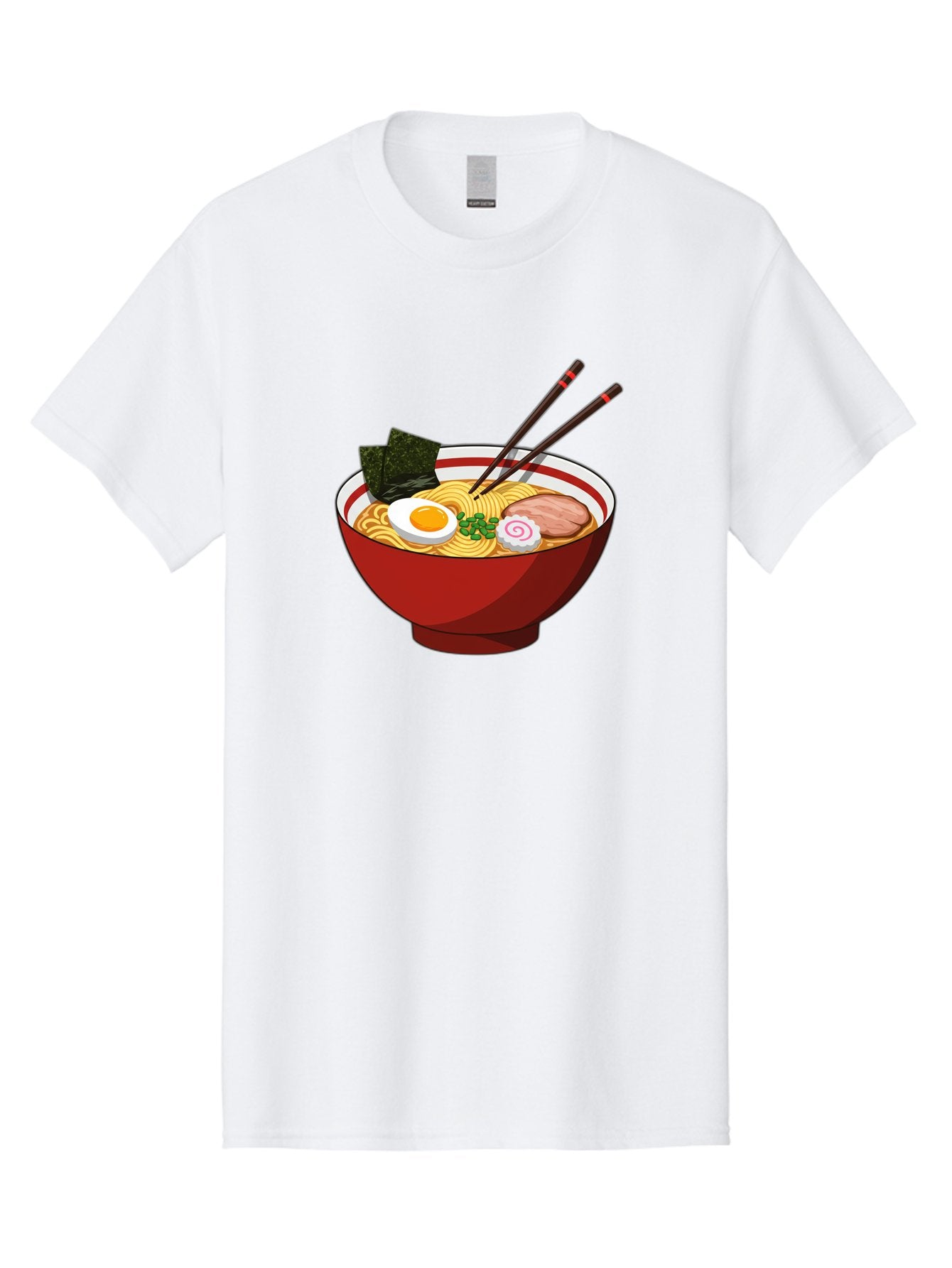 Ramen-Noodle-Bowl-2 Men'S Graphic Tee, 100% Cotton, Comfortable Casual Summer Wear, Machine Washable, Steaming Bowl Of Ramen, Japanese Noodle Soup, Boiled Egg, Sliced Pork, Seaweed, Green Onions, Chopsticks, Asian Cuisine, Noodle Dish, Bae715 8