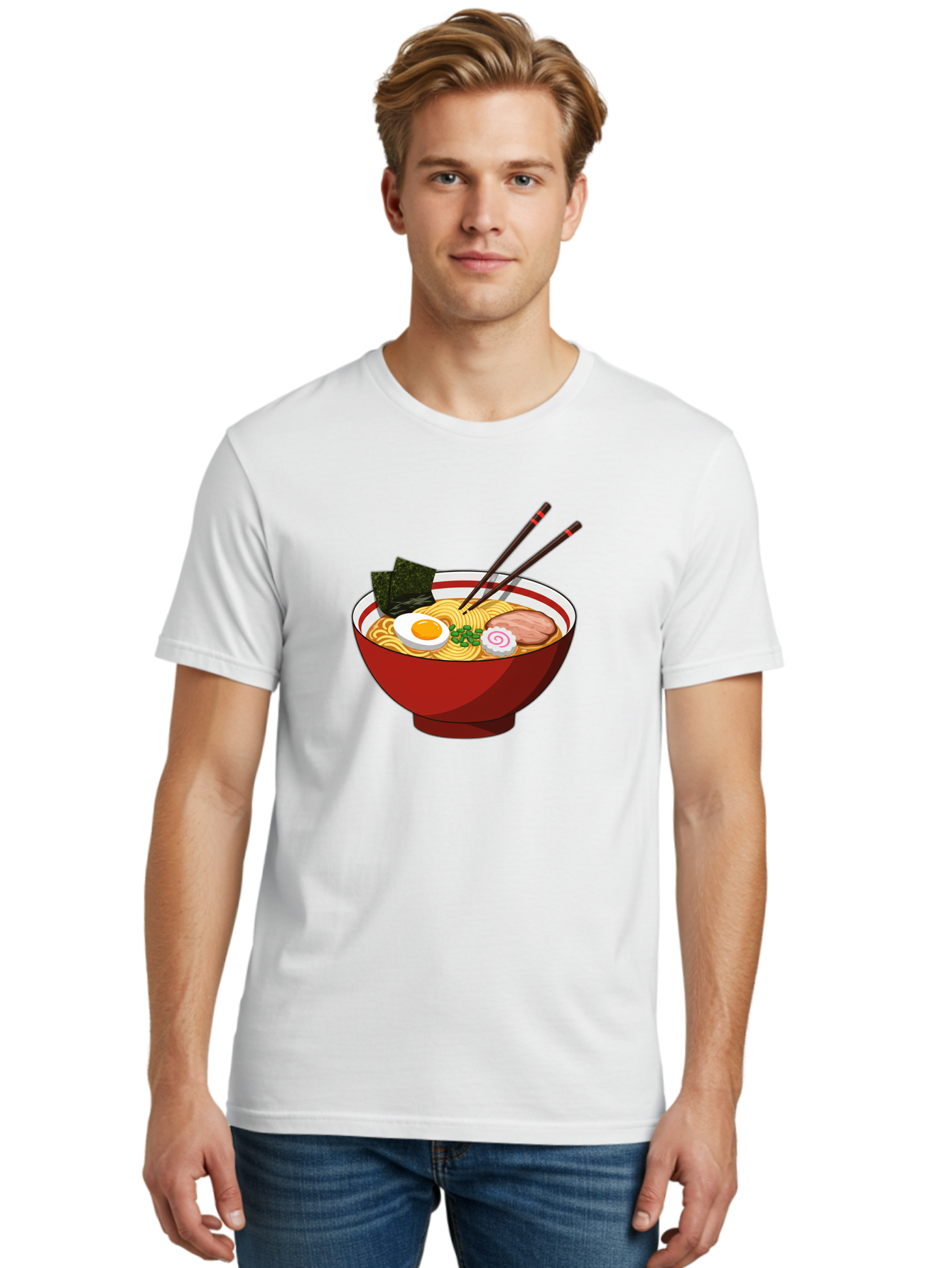 Ramen-Noodle-Bowl-2 Men'S Graphic Tee, 100% Cotton, Comfortable Casual Summer Wear, Machine Washable, Steaming Bowl Of Ramen, Japanese Noodle Soup, Boiled Egg, Sliced Pork, Seaweed, Green Onions, Chopsticks, Asian Cuisine, Noodle Dish, Bae715 21