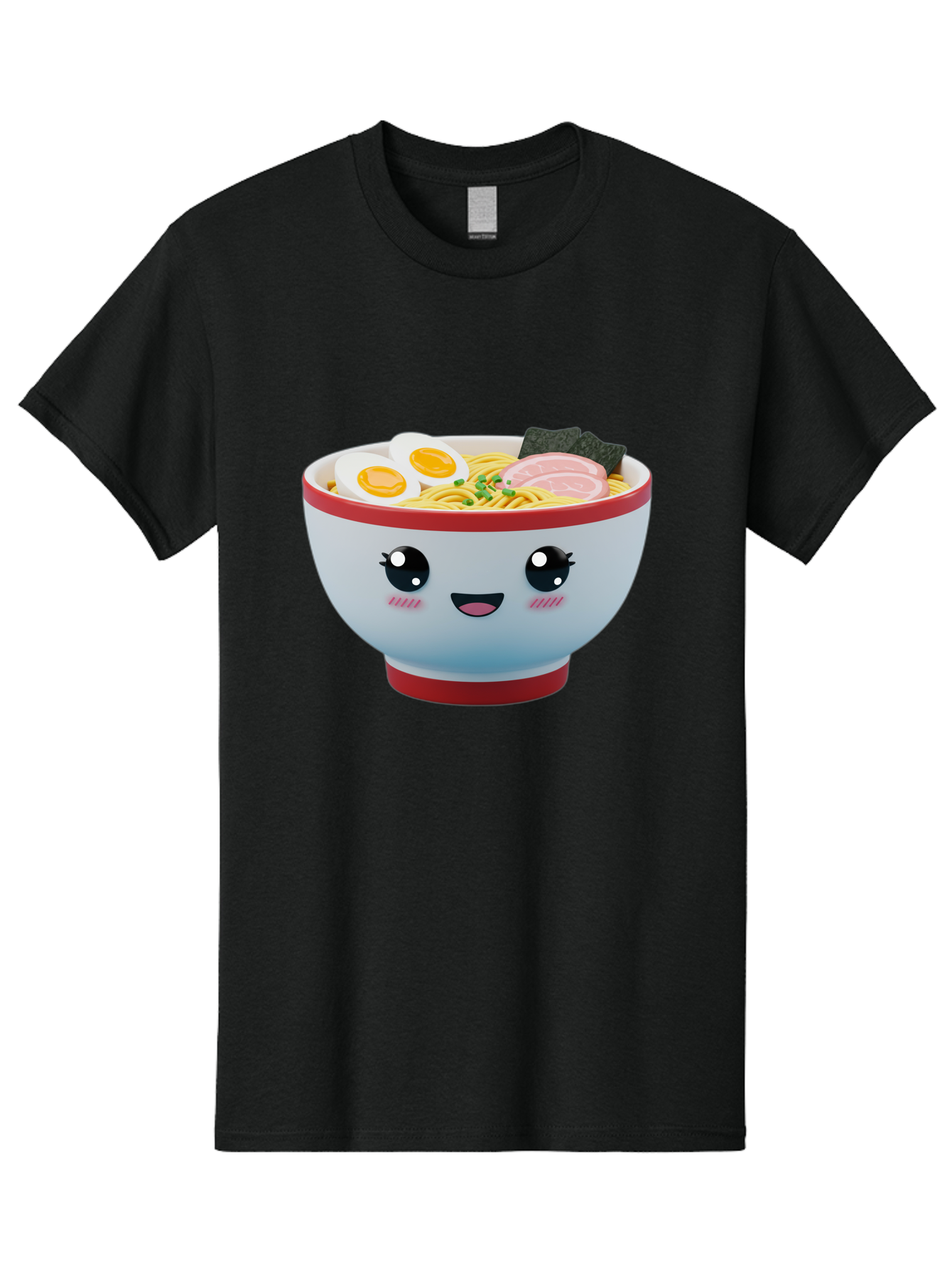 Ramen-Noodle-Bowl Men'S Graphic Tee, 100% Cotton, Comfortable Casual Summer Wear, Machine Washable, Kawaii Ramen Bowl, Cartoon Noodle Soup, Japanese Cuisine, Animated Food, Ramen Noodles, Boiled Egg, Seaweed, Sliced Ham, Cute Bowl, Bae716 5