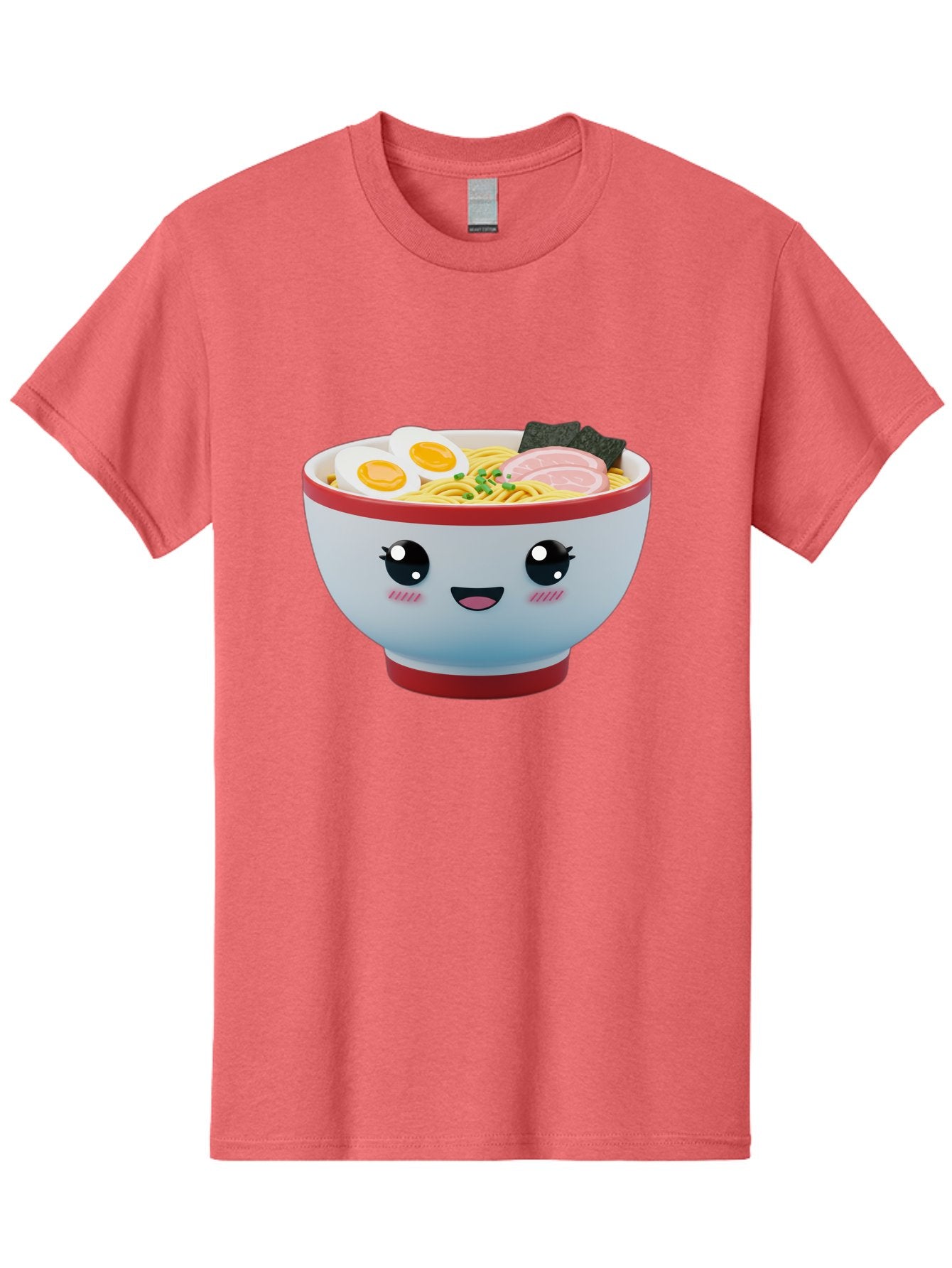Ramen-Noodle-Bowl Men'S Graphic Tee, 100% Cotton, Comfortable Casual Summer Wear, Machine Washable, Kawaii Ramen Bowl, Cartoon Noodle Soup, Japanese Cuisine, Animated Food, Ramen Noodles, Boiled Egg, Seaweed, Sliced Ham, Cute Bowl, Bae716 3