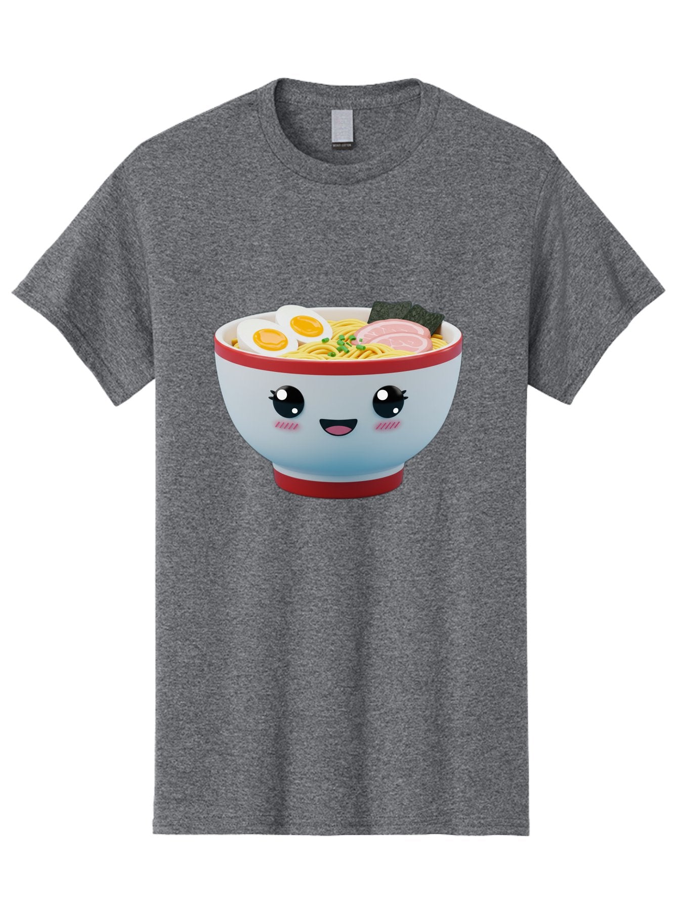 Ramen-Noodle-Bowl Men'S Graphic Tee, 100% Cotton, Comfortable Casual Summer Wear, Machine Washable, Kawaii Ramen Bowl, Cartoon Noodle Soup, Japanese Cuisine, Animated Food, Ramen Noodles, Boiled Egg, Seaweed, Sliced Ham, Cute Bowl, Bae716