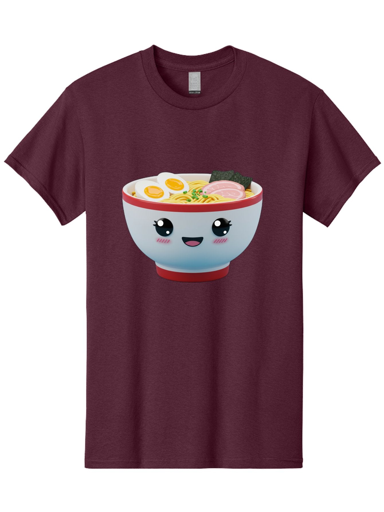 Ramen-Noodle-Bowl Men'S Graphic Tee, 100% Cotton, Comfortable Casual Summer Wear, Machine Washable, Kawaii Ramen Bowl, Cartoon Noodle Soup, Japanese Cuisine, Animated Food, Ramen Noodles, Boiled Egg, Seaweed, Sliced Ham, Cute Bowl, Bae716 7