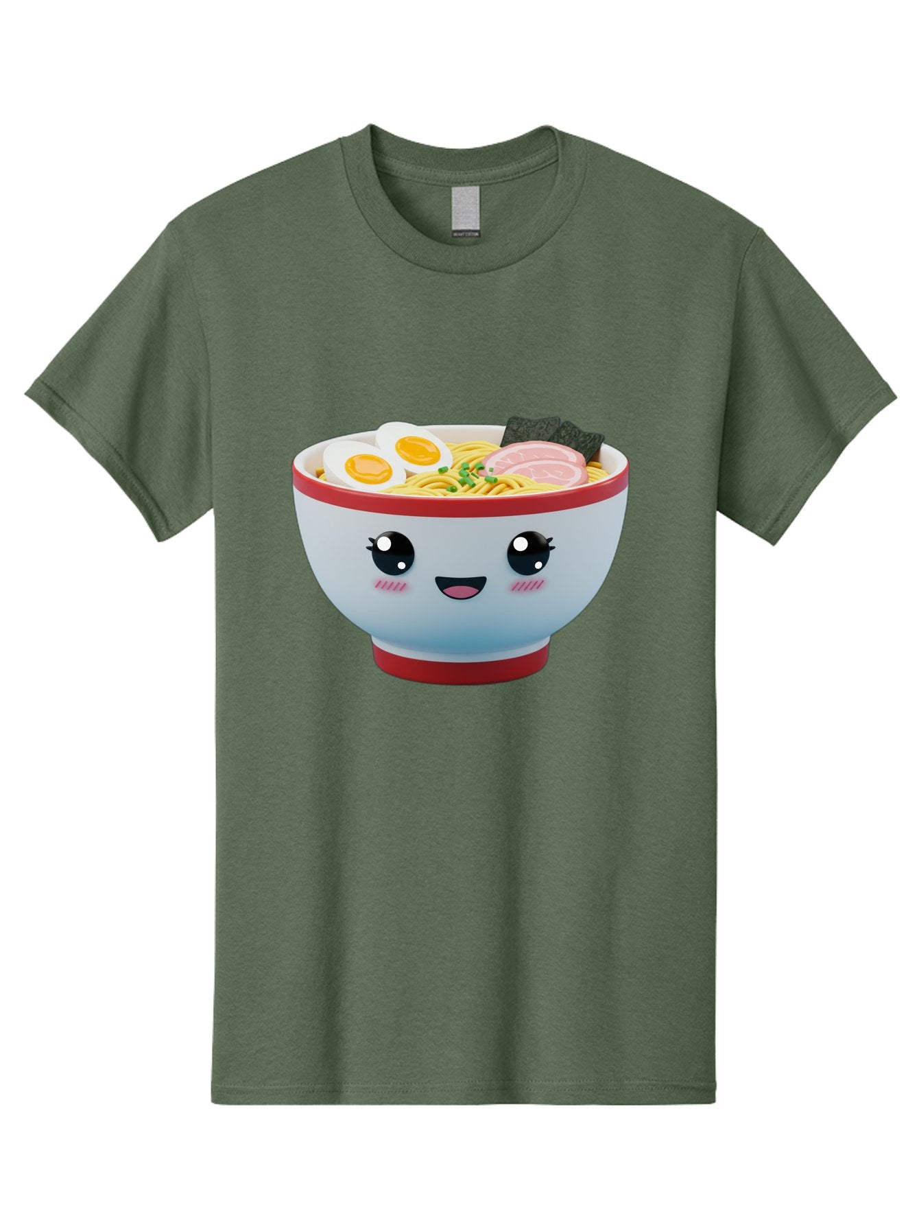 Ramen-Noodle-Bowl Men'S Graphic Tee, 100% Cotton, Comfortable Casual Summer Wear, Machine Washable, Kawaii Ramen Bowl, Cartoon Noodle Soup, Japanese Cuisine, Animated Food, Ramen Noodles, Boiled Egg, Seaweed, Sliced Ham, Cute Bowl, Bae716 11
