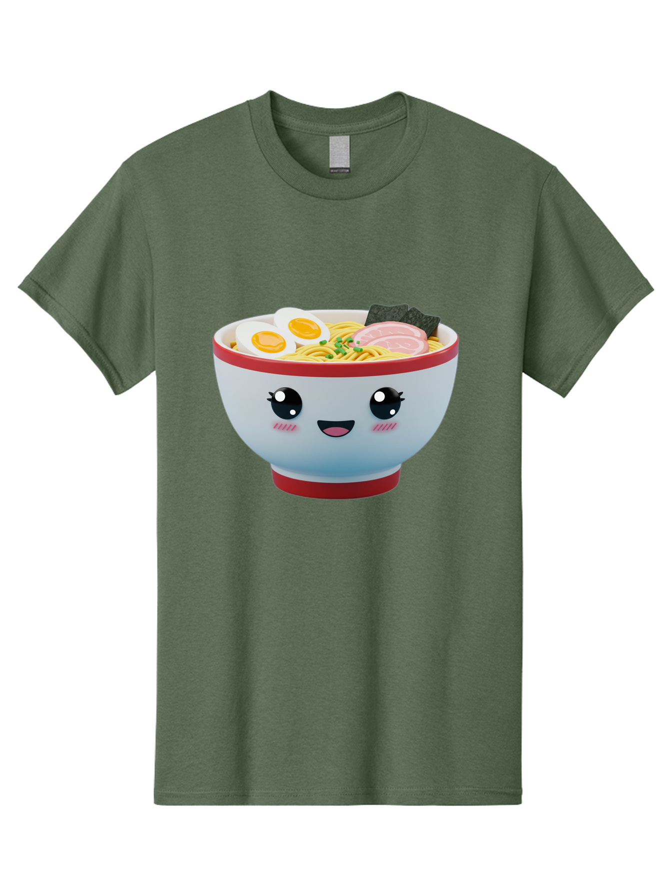 Ramen-Noodle-Bowl Men'S Graphic Tee, 100% Cotton, Comfortable Casual Summer Wear, Machine Washable, Kawaii Ramen Bowl, Cartoon Noodle Soup, Japanese Cuisine, Animated Food, Ramen Noodles, Boiled Egg, Seaweed, Sliced Ham, Cute Bowl, Bae716 4