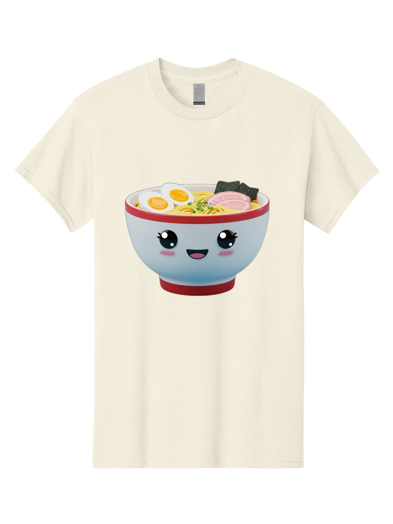 Ramen-Noodle-Bowl Men'S Graphic Tee, 100% Cotton, Comfortable Casual Summer Wear, Machine Washable, Kawaii Ramen Bowl, Cartoon Noodle Soup, Japanese Cuisine, Animated Food, Ramen Noodles, Boiled Egg, Seaweed, Sliced Ham, Cute Bowl, Bae716 4