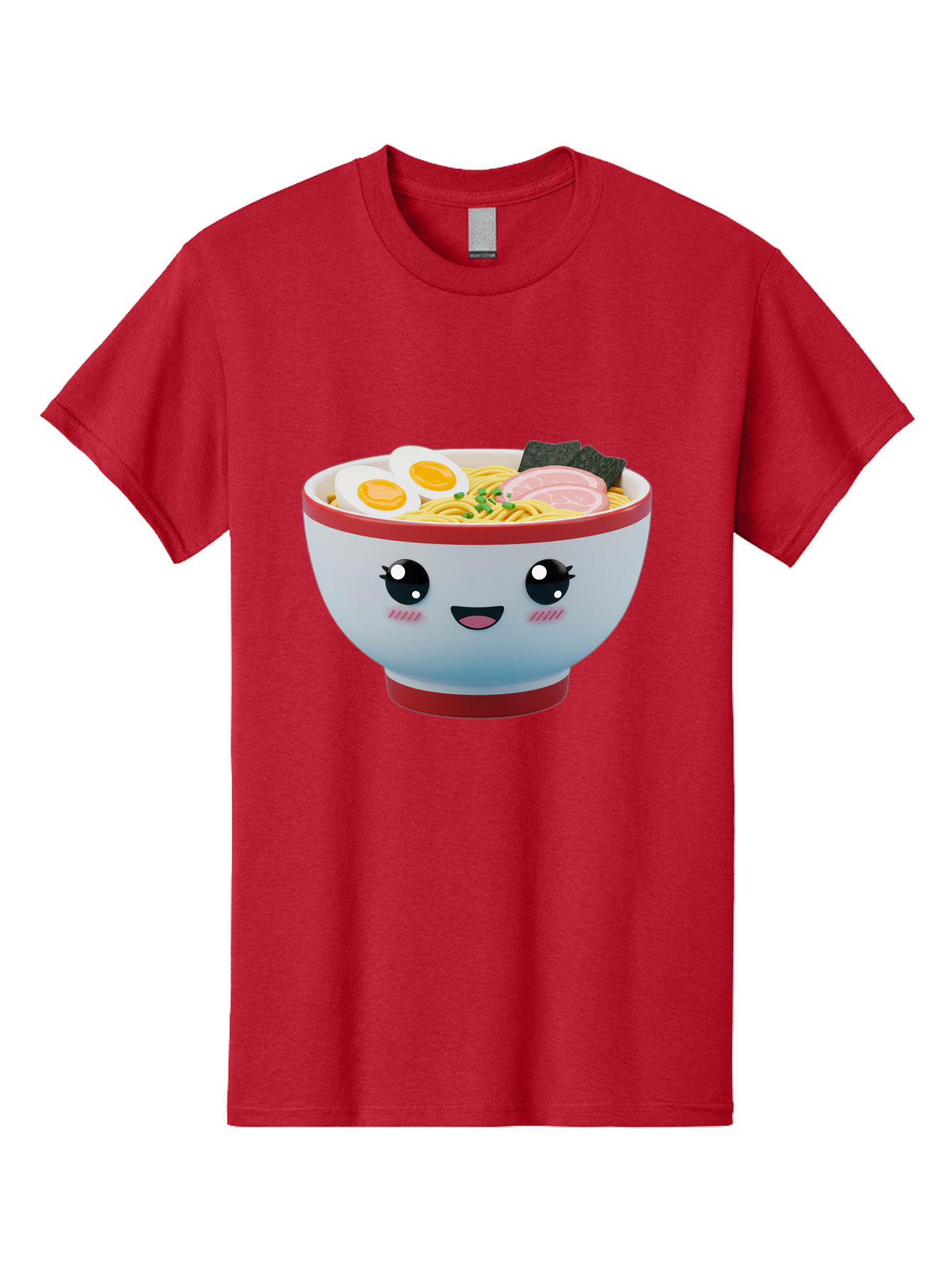 Ramen-Noodle-Bowl Men'S Graphic Tee, 100% Cotton, Comfortable Casual Summer Wear, Machine Washable, Kawaii Ramen Bowl, Cartoon Noodle Soup, Japanese Cuisine, Animated Food, Ramen Noodles, Boiled Egg, Seaweed, Sliced Ham, Cute Bowl, Bae716 3