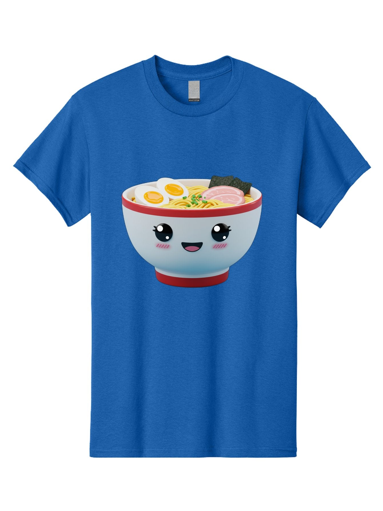 Ramen-Noodle-Bowl Men'S Graphic Tee, 100% Cotton, Comfortable Casual Summer Wear, Machine Washable, Kawaii Ramen Bowl, Cartoon Noodle Soup, Japanese Cuisine, Animated Food, Ramen Noodles, Boiled Egg, Seaweed, Sliced Ham, Cute Bowl, Bae716 5