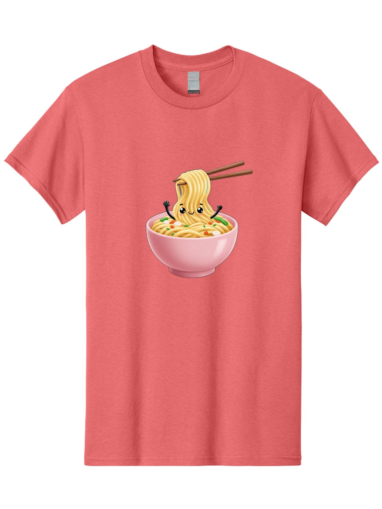 Ramen-Noodle-Character Men'S Graphic Tee, 100% Cotton, Comfortable Casual Summer Wear, Machine Washable, Cartoon Noodles, Ramen Noodles, Noodle Character, Kawaii Food, Cute Noodles, Asian Cuisine, Noodle Bowl, Tasty Noodles, Foodie Art, Bae717 3