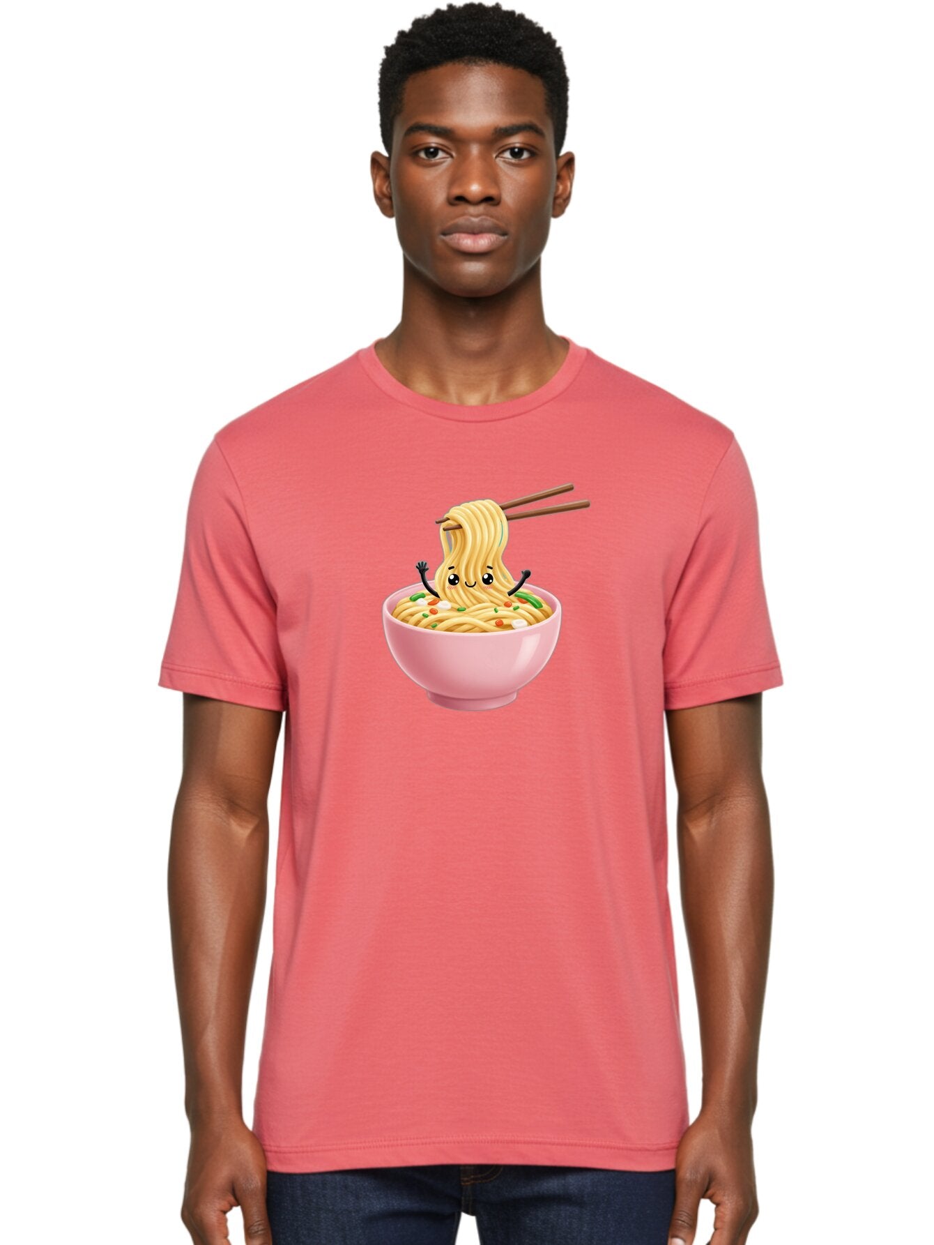 Ramen-Noodle-Character Men'S Graphic Tee, 100% Cotton, Comfortable Casual Summer Wear, Machine Washable, Cartoon Noodles, Ramen Noodles, Noodle Character, Kawaii Food, Cute Noodles, Asian Cuisine, Noodle Bowl, Tasty Noodles, Foodie Art, Bae717 22