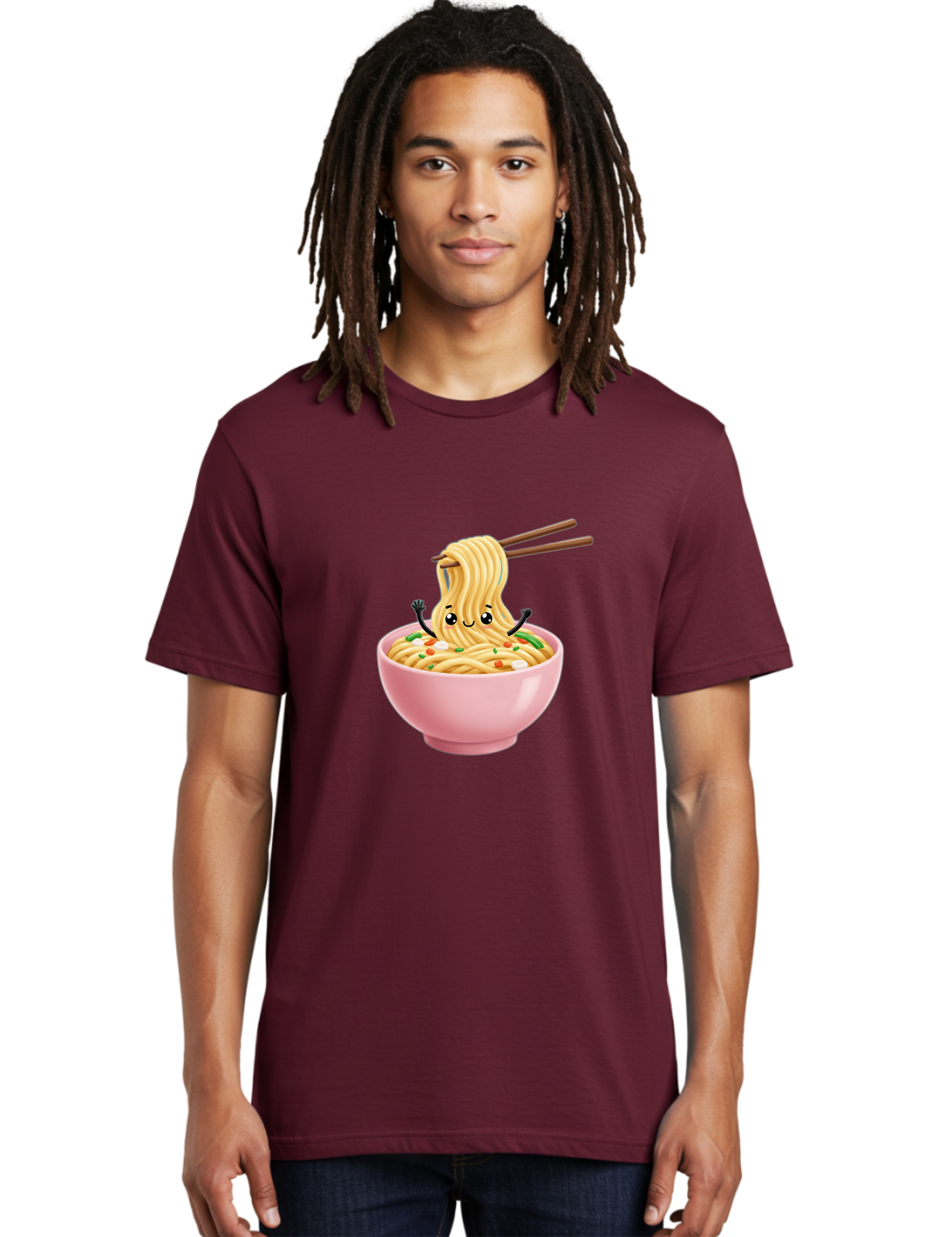 Ramen-Noodle-Character Men'S Graphic Tee, 100% Cotton, Comfortable Casual Summer Wear, Machine Washable, Cartoon Noodles, Ramen Noodles, Noodle Character, Kawaii Food, Cute Noodles, Asian Cuisine, Noodle Bowl, Tasty Noodles, Foodie Art, Bae717 16