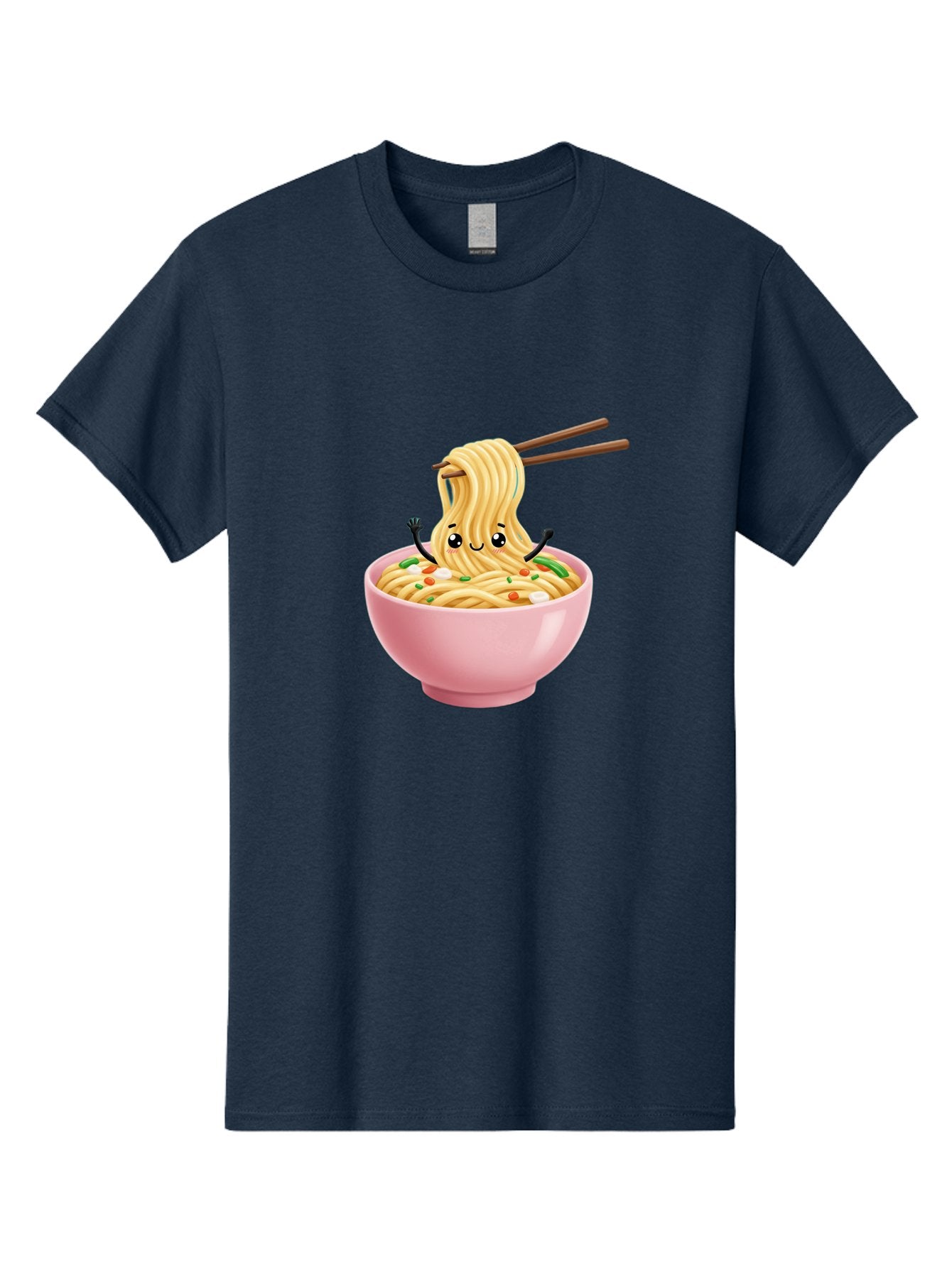 Ramen-Noodle-Character Men'S Graphic Tee, 100% Cotton, Comfortable Casual Summer Wear, Machine Washable, Cartoon Noodles, Ramen Noodles, Noodle Character, Kawaii Food, Cute Noodles, Asian Cuisine, Noodle Bowl, Tasty Noodles, Foodie Art, Bae717