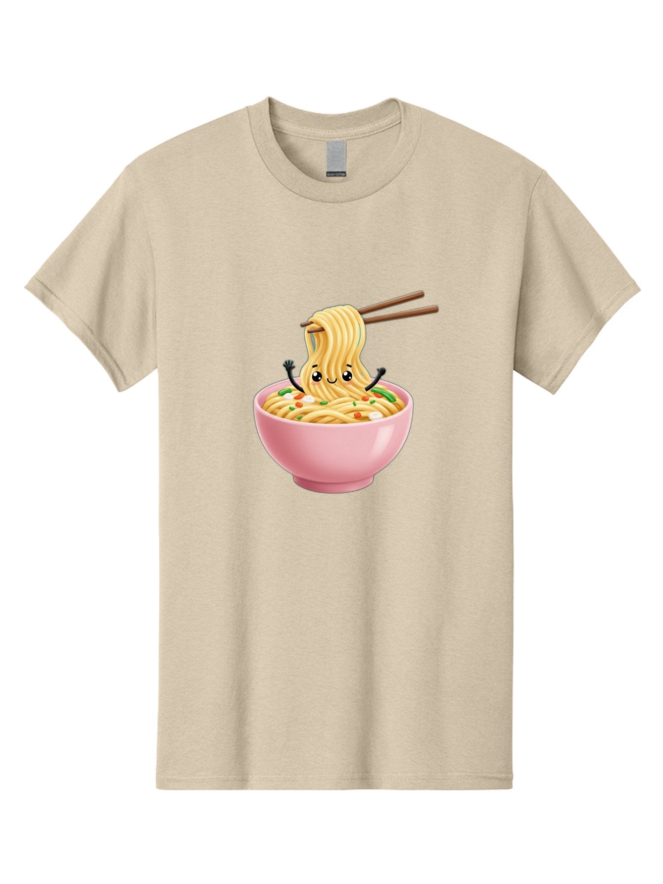 Ramen-Noodle-Character Men'S Graphic Tee, 100% Cotton, Comfortable Casual Summer Wear, Machine Washable, Cartoon Noodles, Ramen Noodles, Noodle Character, Kawaii Food, Cute Noodles, Asian Cuisine, Noodle Bowl, Tasty Noodles, Foodie Art, Bae717 4