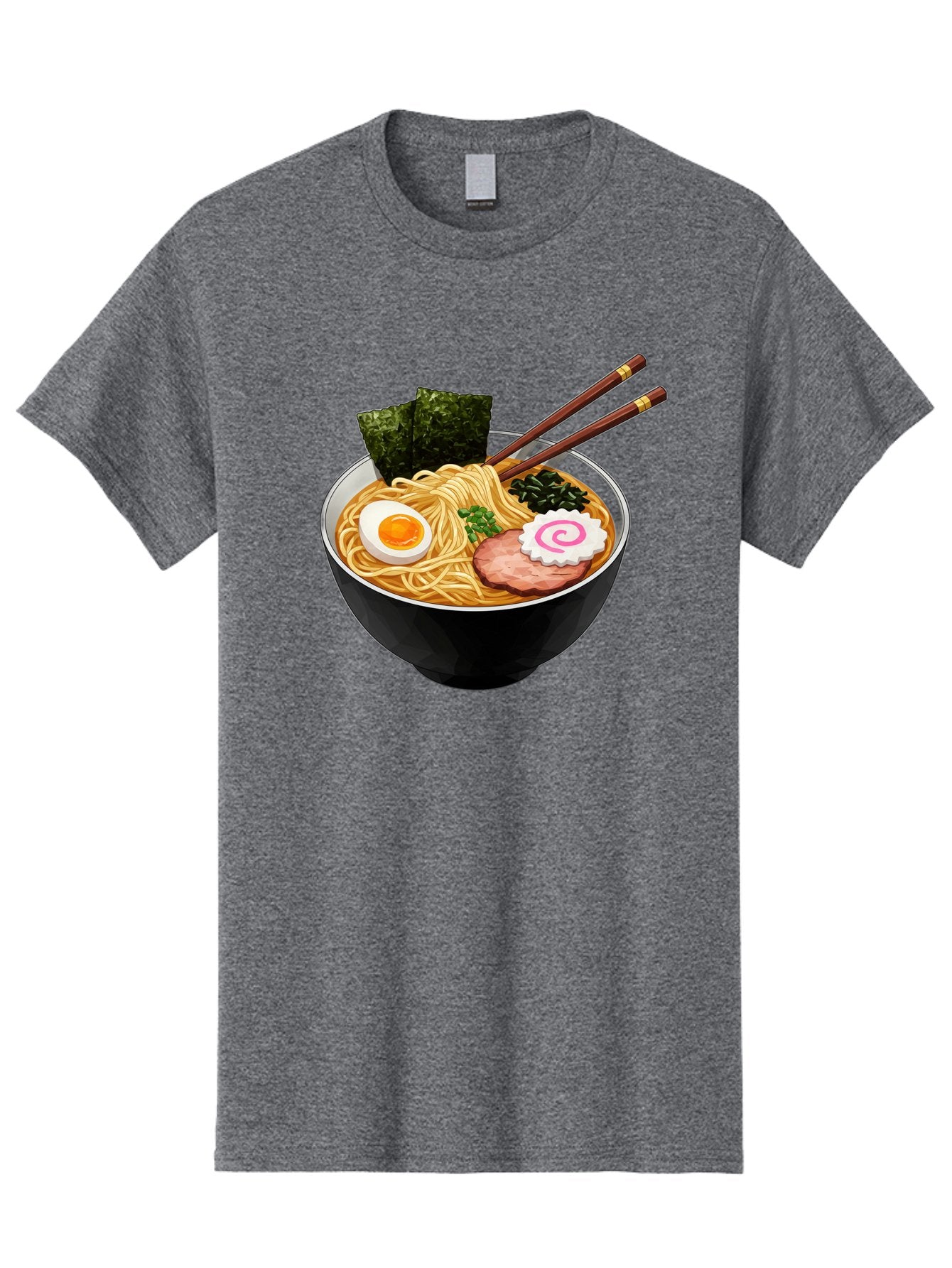 Ramen-Noodles-1 Men'S Graphic Tee, 100% Cotton, Comfortable Casual Summer Wear, Machine Washable, Bowl Of Ramen, Steaming Hot Noodles, Savory Broth, Boiled Egg, Sliced Pork, Seaweed, Green Onions, Fish Cake, Chopsticks, Asian Cuisine, Bae718