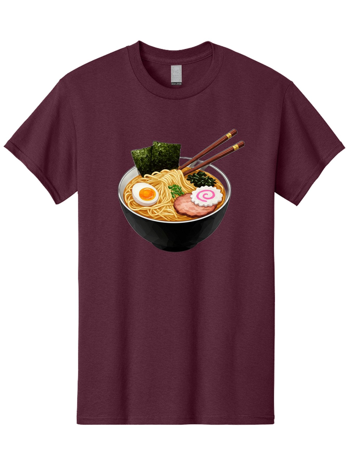 Ramen-Noodles-1 Men'S Graphic Tee, 100% Cotton, Comfortable Casual Summer Wear, Machine Washable, Bowl Of Ramen, Steaming Hot Noodles, Savory Broth, Boiled Egg, Sliced Pork, Seaweed, Green Onions, Fish Cake, Chopsticks, Asian Cuisine, Bae718 14