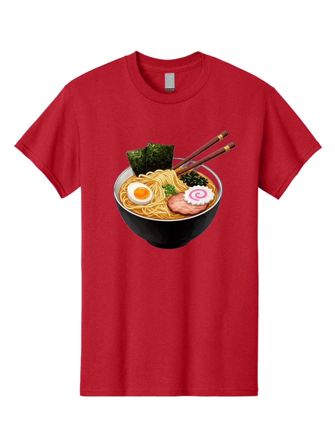Ramen-Noodles-1 Men'S Graphic Tee, 100% Cotton, Comfortable Casual Summer Wear, Machine Washable, Bowl Of Ramen, Steaming Hot Noodles, Savory Broth, Boiled Egg, Sliced Pork, Seaweed, Green Onions, Fish Cake, Chopsticks, Asian Cuisine, Bae718 7