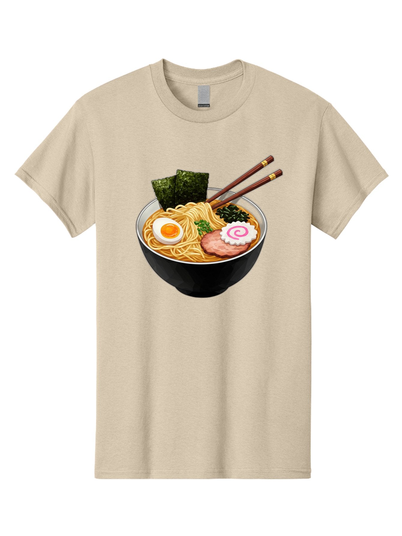 Ramen-Noodles-1 Men'S Graphic Tee, 100% Cotton, Comfortable Casual Summer Wear, Machine Washable, Bowl Of Ramen, Steaming Hot Noodles, Savory Broth, Boiled Egg, Sliced Pork, Seaweed, Green Onions, Fish Cake, Chopsticks, Asian Cuisine, Bae718 11