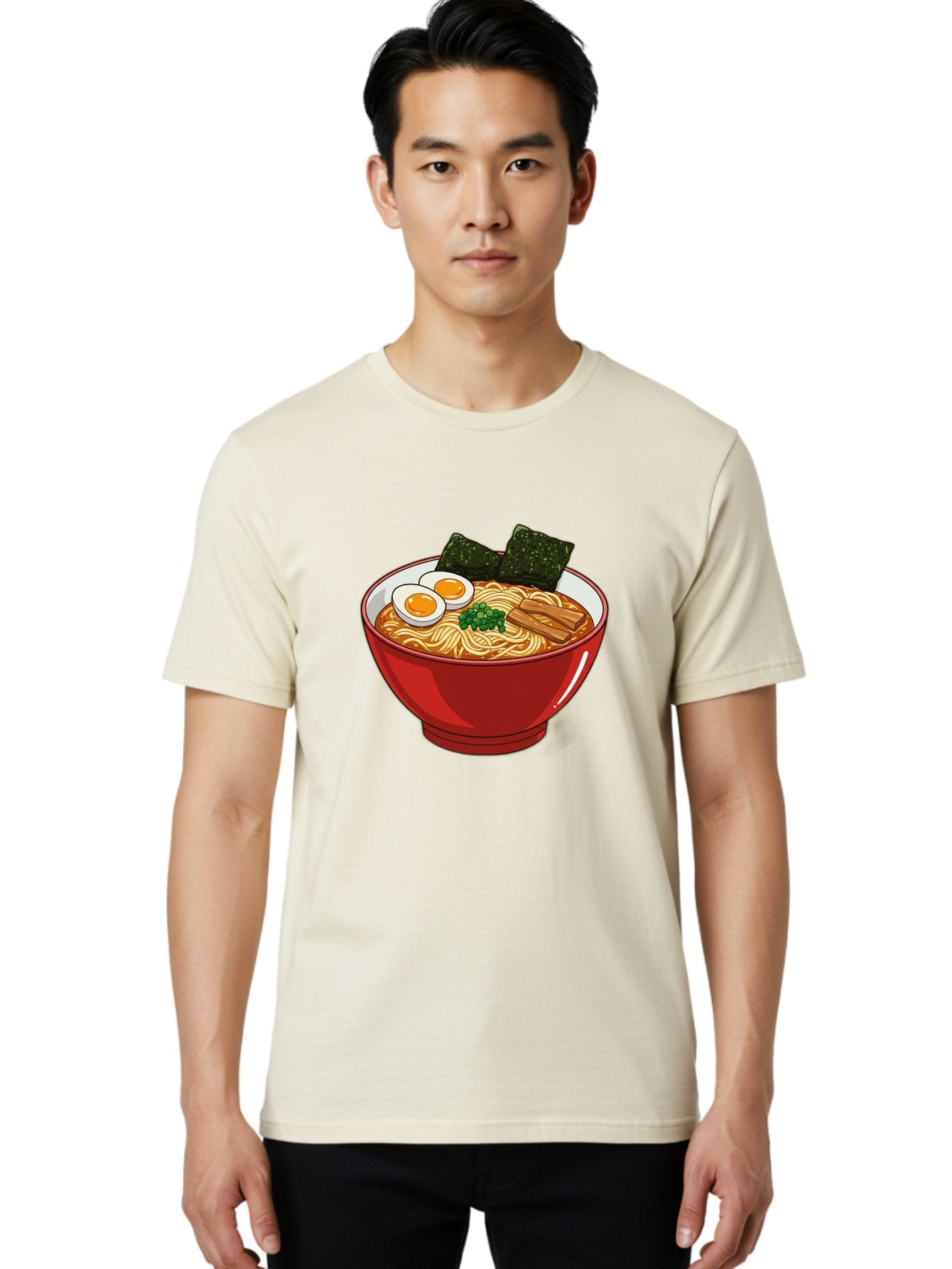 Ramen-Noodles-Bowl Men'S Graphic Tee, 100% Cotton, Comfortable Casual Summer Wear, Machine Washable, Steaming Hot Ramen, Savory Broth, Boiled Egg, Seaweed, Green Onions, Bamboo Shoots, Japanese Cuisine, Comfort Food, Noodle Soup, Asian Flavors Bae720 22