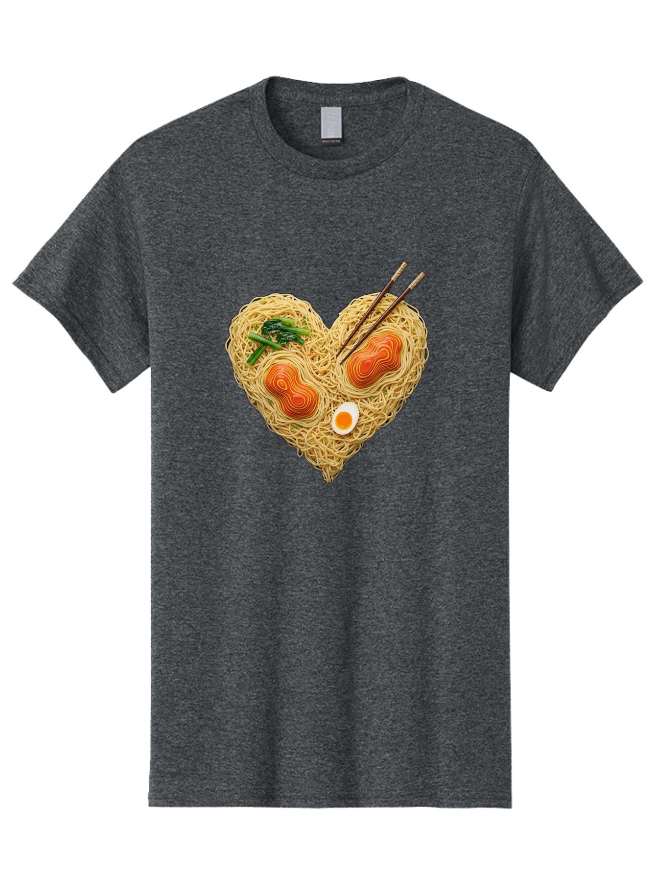Ramen-Noodles-Heart-1 Men'S Graphic Tee, 100% Cotton, Comfortable Casual Summer Wear, Machine Washable, Ramen Noodles, Heart-Shaped Noodles, Asian Cuisine, Delicious Meal, Savory Flavors, Boiled Egg, Chopsticks, Green Vegetables Bae721 12