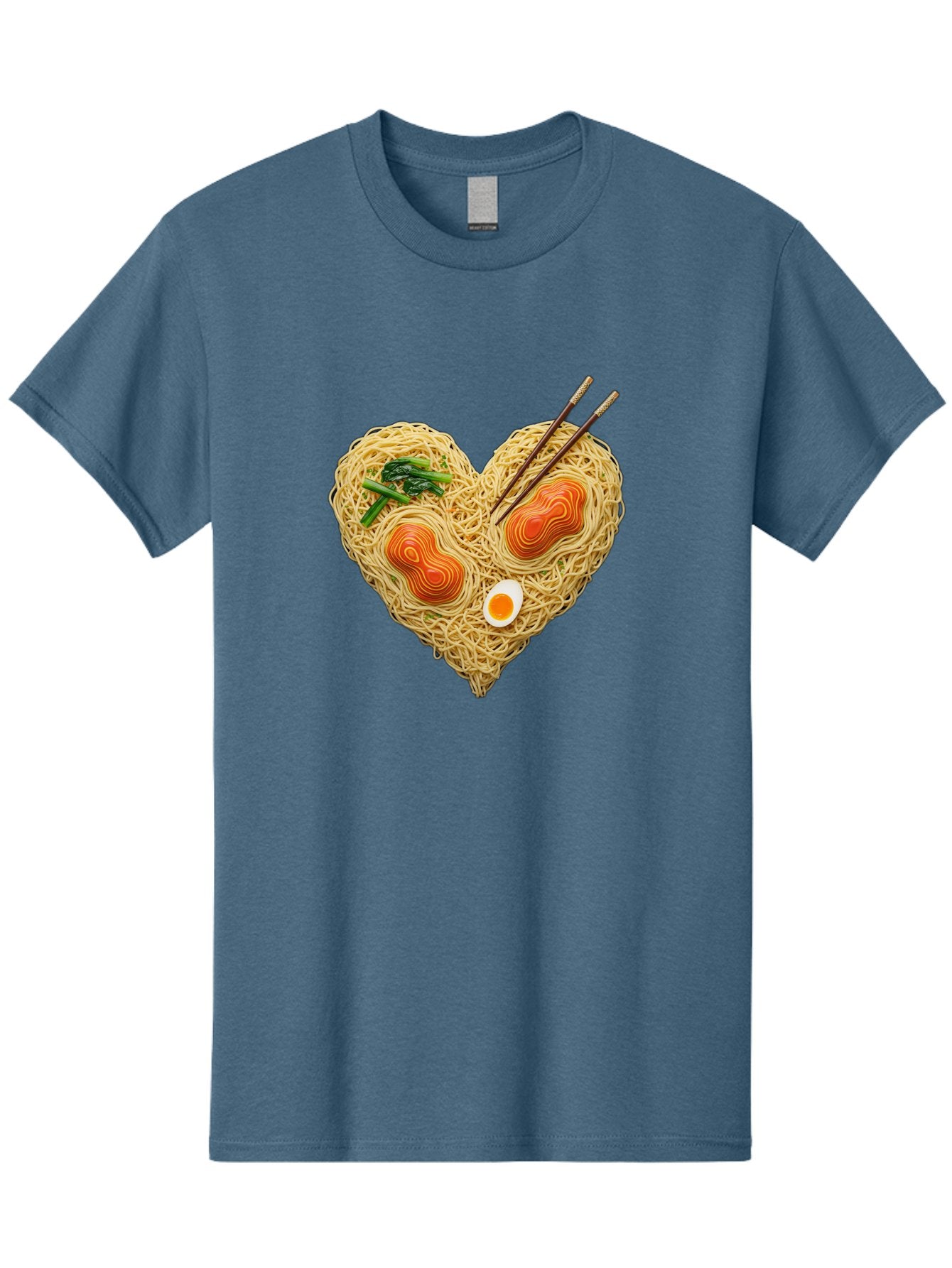 Ramen-Noodles-Heart-1 Men'S Graphic Tee, 100% Cotton, Comfortable Casual Summer Wear, Machine Washable, Ramen Noodles, Heart-Shaped Noodles, Asian Cuisine, Delicious Meal, Savory Flavors, Boiled Egg, Chopsticks, Green Vegetables Bae721 15