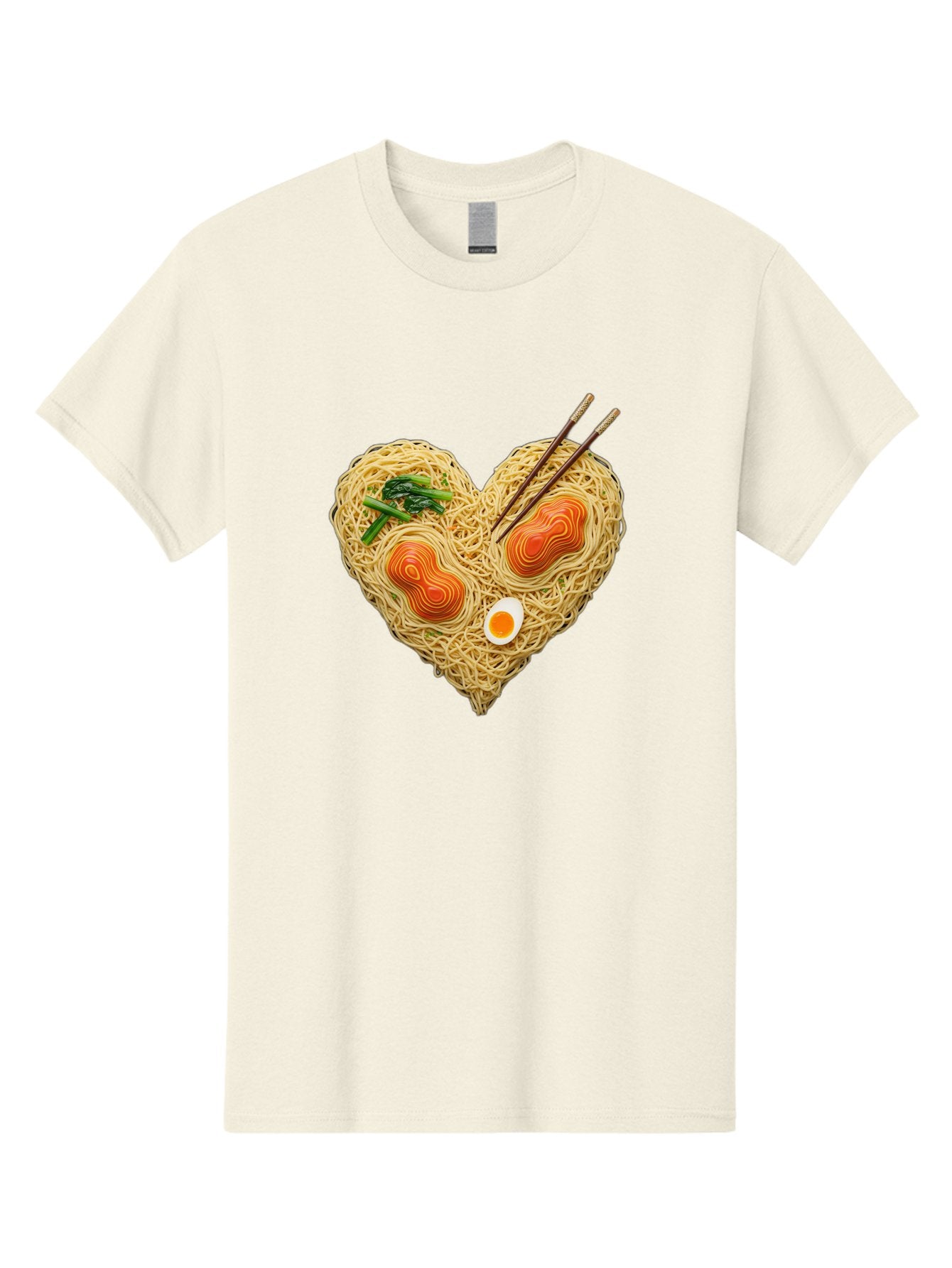 Ramen-Noodles-Heart-1 Men'S Graphic Tee, 100% Cotton, Comfortable Casual Summer Wear, Machine Washable, Ramen Noodles, Heart-Shaped Noodles, Asian Cuisine, Delicious Meal, Savory Flavors, Boiled Egg, Chopsticks, Green Vegetables Bae721 5