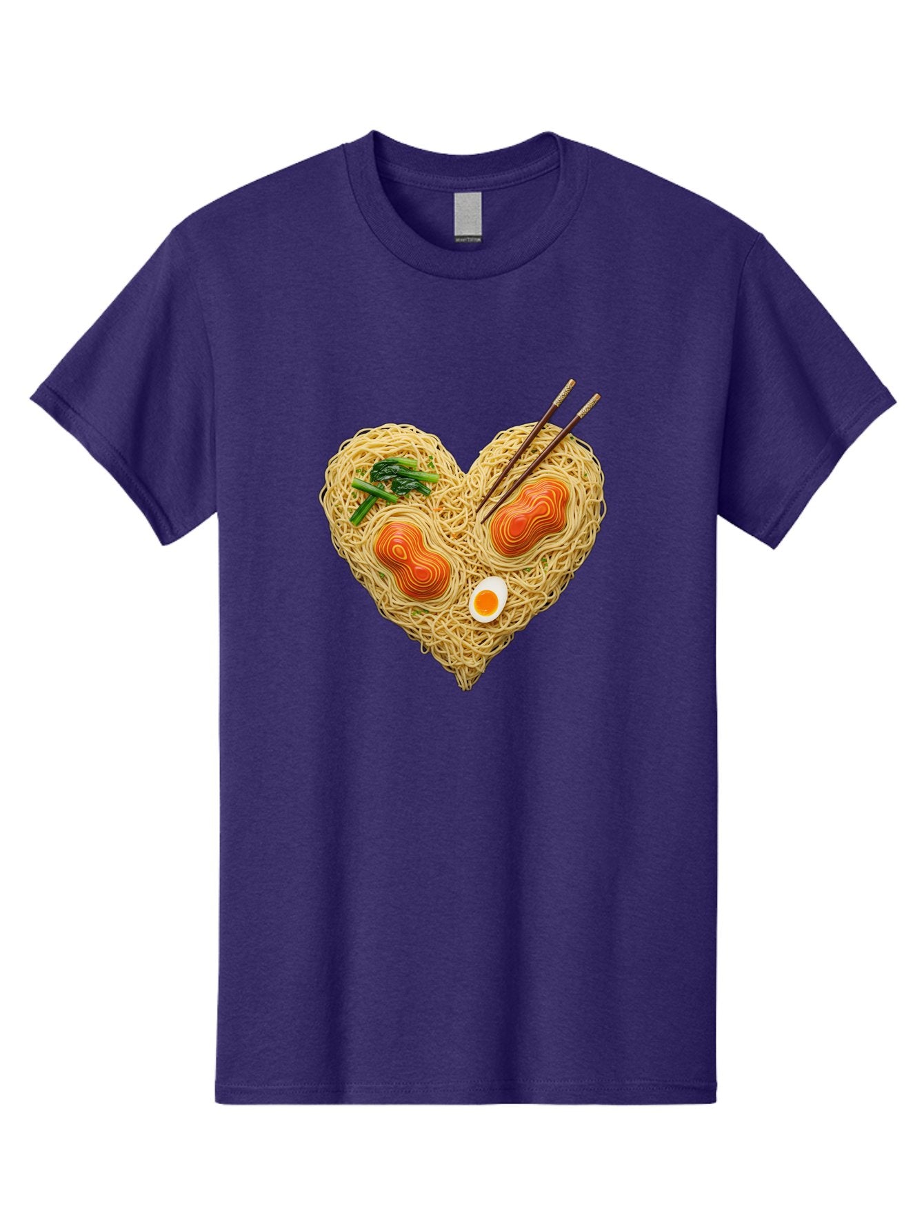 Ramen-Noodles-Heart-1 Men'S Graphic Tee, 100% Cotton, Comfortable Casual Summer Wear, Machine Washable, Ramen Noodles, Heart-Shaped Noodles, Asian Cuisine, Delicious Meal, Savory Flavors, Boiled Egg, Chopsticks, Green Vegetables Bae721 7