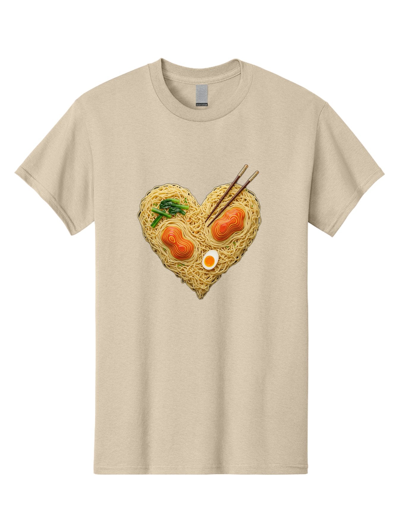 Ramen-Noodles-Heart-1 Men'S Graphic Tee, 100% Cotton, Comfortable Casual Summer Wear, Machine Washable, Ramen Noodles, Heart-Shaped Noodles, Asian Cuisine, Delicious Meal, Savory Flavors, Boiled Egg, Chopsticks, Green Vegetables Bae721 11