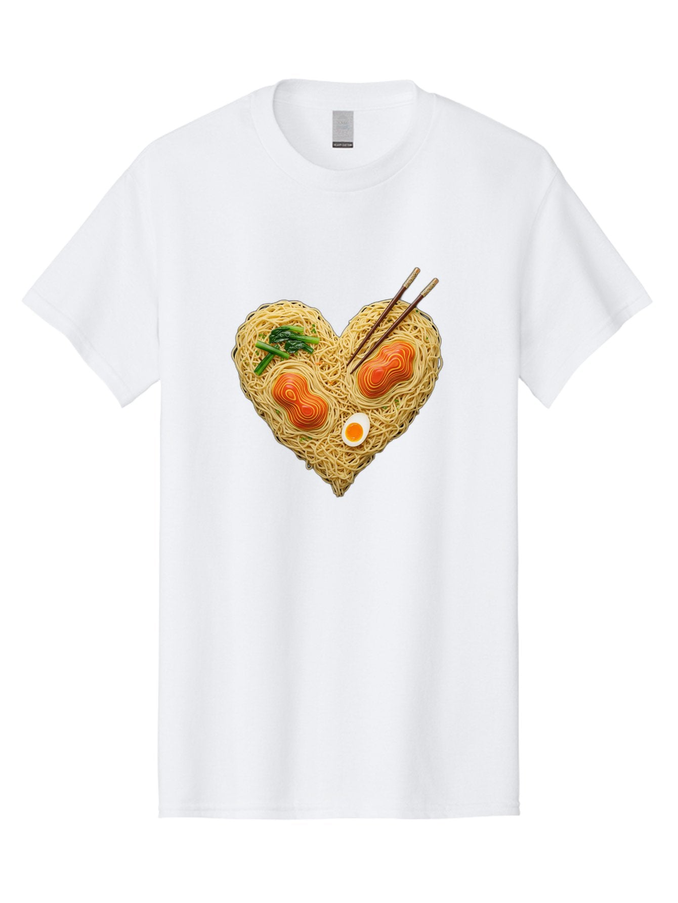 Ramen-Noodles-Heart-1 Men'S Graphic Tee, 100% Cotton, Comfortable Casual Summer Wear, Machine Washable, Ramen Noodles, Heart-Shaped Noodles, Asian Cuisine, Delicious Meal, Savory Flavors, Boiled Egg, Chopsticks, Green Vegetables Bae721 14