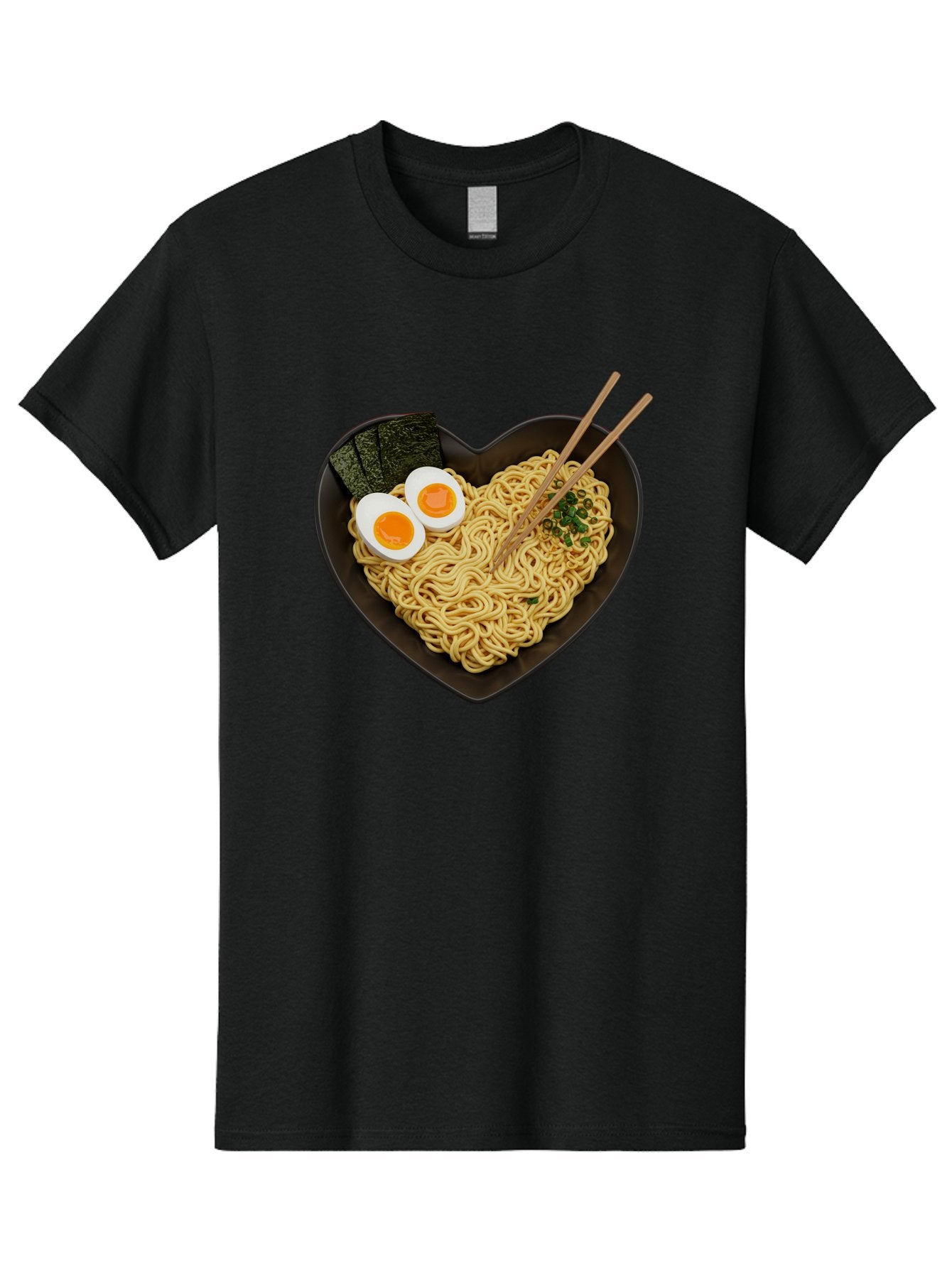 Ramen-Noodles-Heart-Shaped-Bowl Men'S Graphic Tee, 100% Cotton, Comfortable Casual Summer Wear, Machine Washable, Ramen Noodles, Heart-Shaped Bowl, Soft-Boiled Eggs, Seaweed, Chopsticks, Asian Cuisine, Comfort Food, Savory Dish, Noodle Soup, Bae722 6