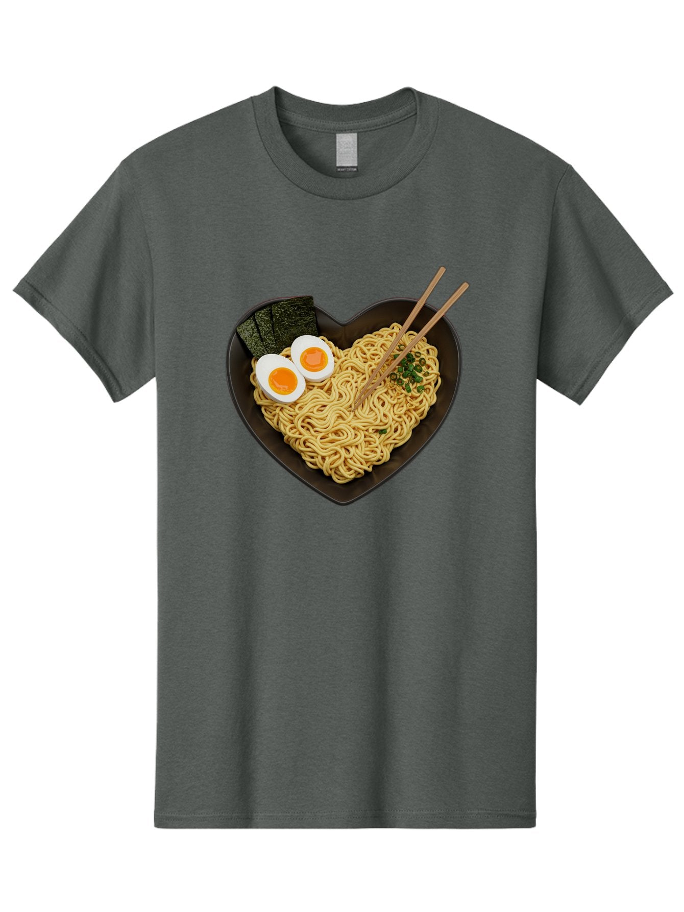 Ramen-Noodles-Heart-Shaped-Bowl Men'S Graphic Tee, 100% Cotton, Comfortable Casual Summer Wear, Machine Washable, Ramen Noodles, Heart-Shaped Bowl, Soft-Boiled Eggs, Seaweed, Chopsticks, Asian Cuisine, Comfort Food, Savory Dish, Noodle Soup, Bae722 11