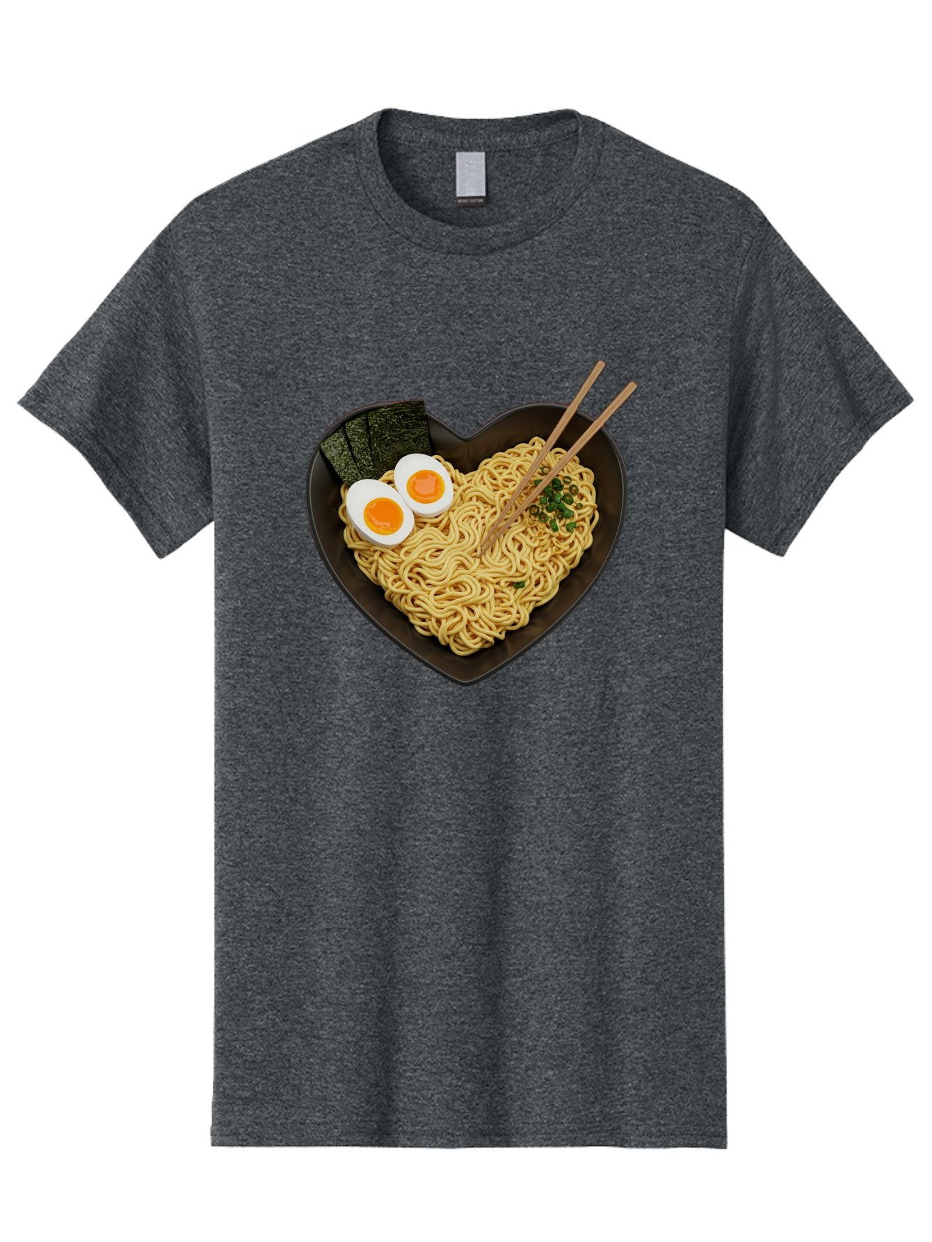 Ramen-Noodles-Heart-Shaped-Bowl Men'S Graphic Tee, 100% Cotton, Comfortable Casual Summer Wear, Machine Washable, Ramen Noodles, Heart-Shaped Bowl, Soft-Boiled Eggs, Seaweed, Chopsticks, Asian Cuisine, Comfort Food, Savory Dish, Noodle Soup, Bae722 7