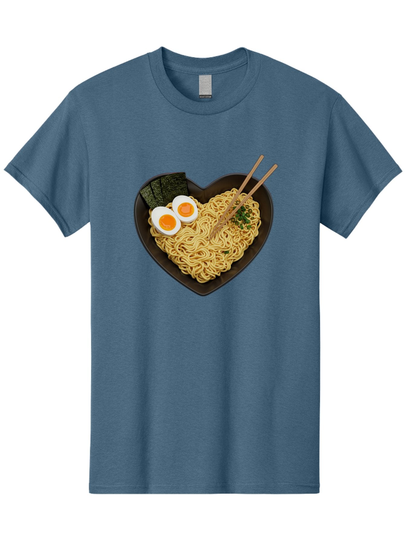 Ramen-Noodles-Heart-Shaped-Bowl Men'S Graphic Tee, 100% Cotton, Comfortable Casual Summer Wear, Machine Washable, Ramen Noodles, Heart-Shaped Bowl, Soft-Boiled Eggs, Seaweed, Chopsticks, Asian Cuisine, Comfort Food, Savory Dish, Noodle Soup, Bae722 13