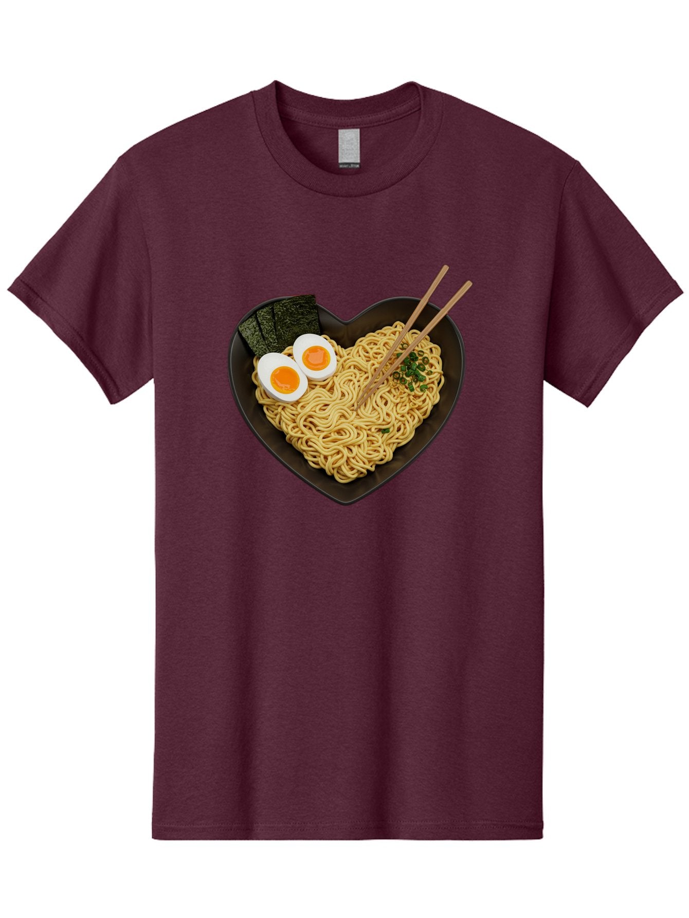 Ramen-Noodles-Heart-Shaped-Bowl Men'S Graphic Tee, 100% Cotton, Comfortable Casual Summer Wear, Machine Washable, Ramen Noodles, Heart-Shaped Bowl, Soft-Boiled Eggs, Seaweed, Chopsticks, Asian Cuisine, Comfort Food, Savory Dish, Noodle Soup, Bae722 9