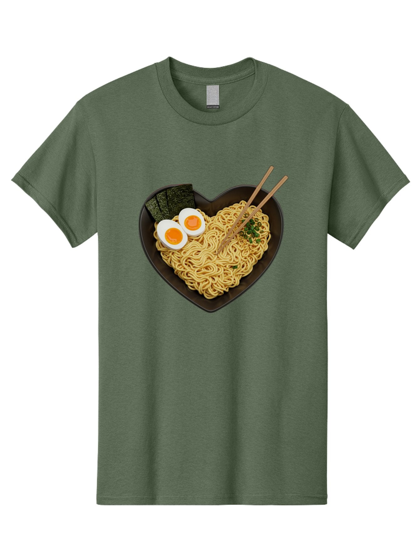 Ramen-Noodles-Heart-Shaped-Bowl Men'S Graphic Tee, 100% Cotton, Comfortable Casual Summer Wear, Machine Washable, Ramen Noodles, Heart-Shaped Bowl, Soft-Boiled Eggs, Seaweed, Chopsticks, Asian Cuisine, Comfort Food, Savory Dish, Noodle Soup, Bae722 12
