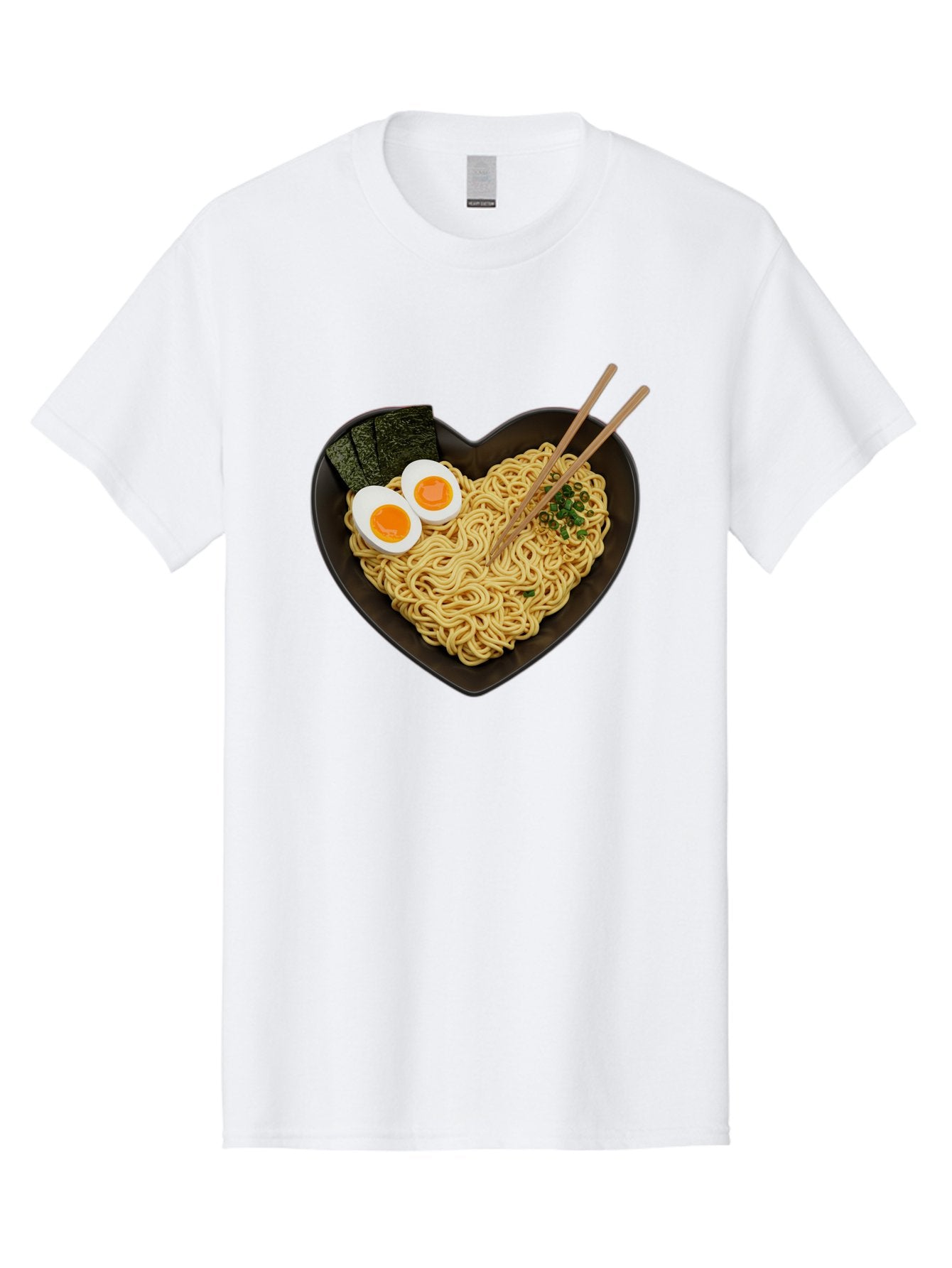 Ramen-Noodles-Heart-Shaped-Bowl Men'S Graphic Tee, 100% Cotton, Comfortable Casual Summer Wear, Machine Washable, Ramen Noodles, Heart-Shaped Bowl, Soft-Boiled Eggs, Seaweed, Chopsticks, Asian Cuisine, Comfort Food, Savory Dish, Noodle Soup, Bae722 8