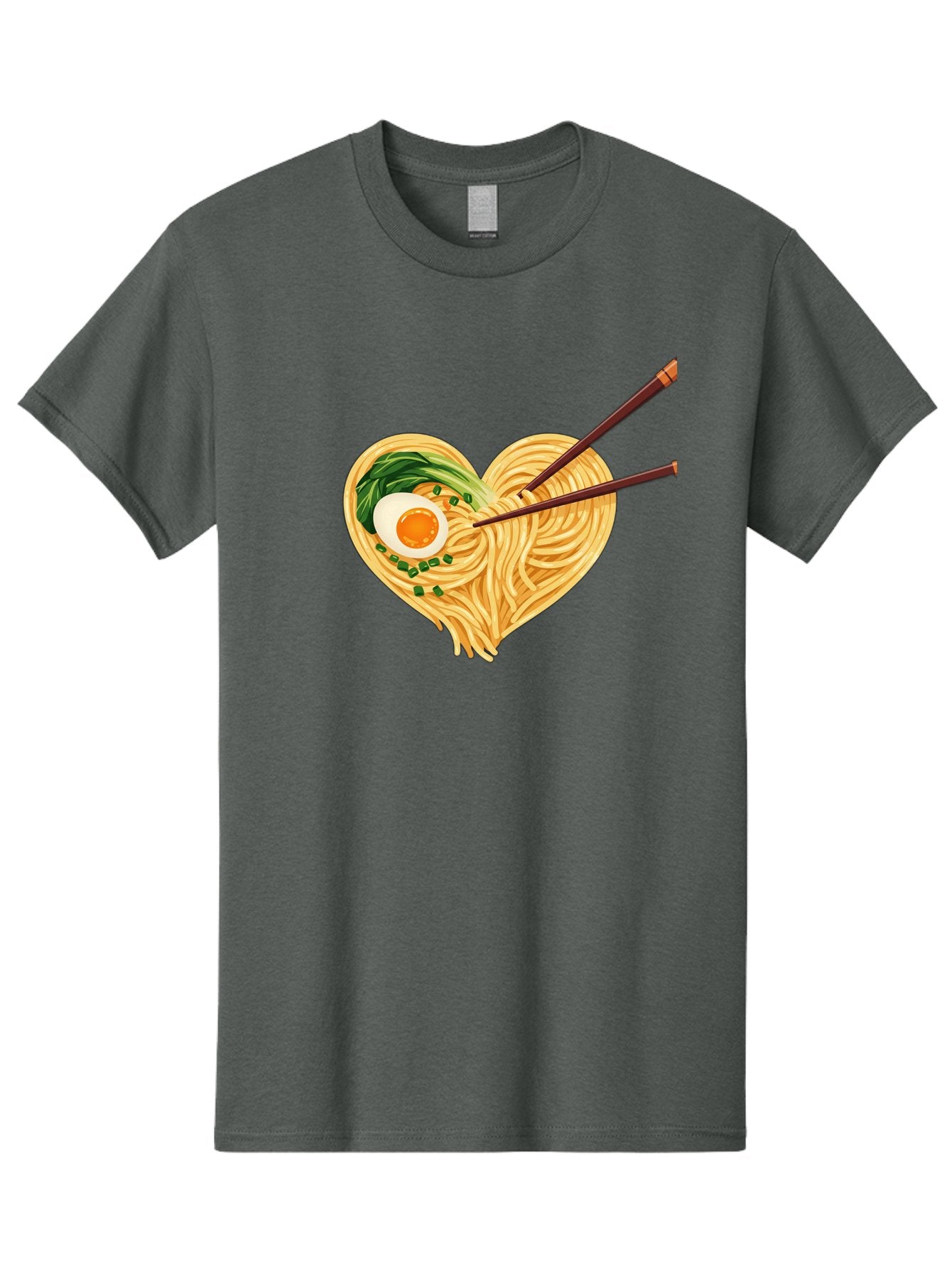 Ramen-Noodles-Heart Men'S Graphic Tee, 100% Cotton, Comfortable Casual Summer Wear, Machine Washable, Heart-Shaped Noodles, Ramen, Egg, Green Onions, Asian Cuisine, Chopsticks, Noodle Dish, Meal, Food, Appetizing, Delicious Bae723 6