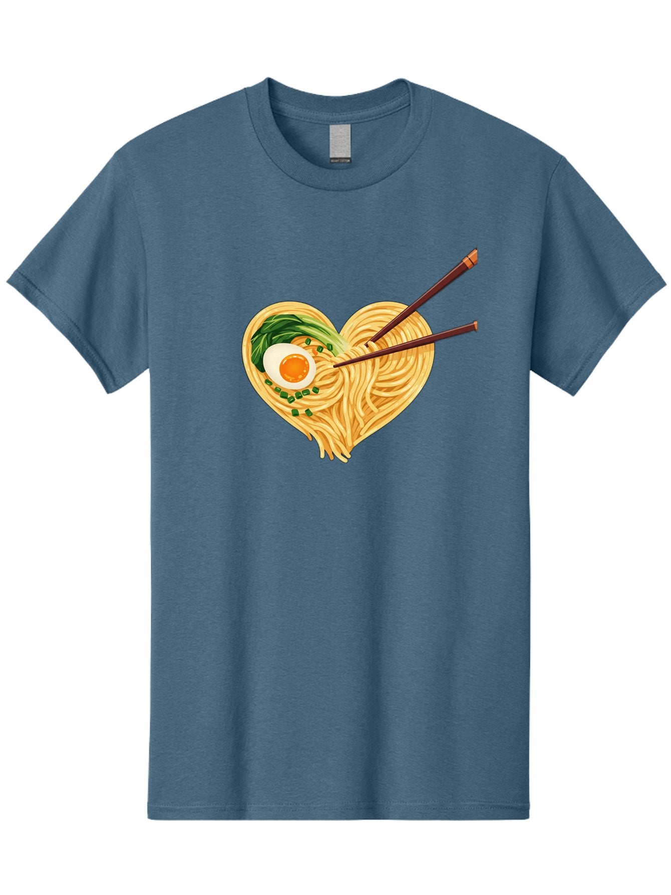 Ramen-Noodles-Heart Men'S Graphic Tee, 100% Cotton, Comfortable Casual Summer Wear, Machine Washable, Heart-Shaped Noodles, Ramen, Egg, Green Onions, Asian Cuisine, Chopsticks, Noodle Dish, Meal, Food, Appetizing, Delicious Bae723 9