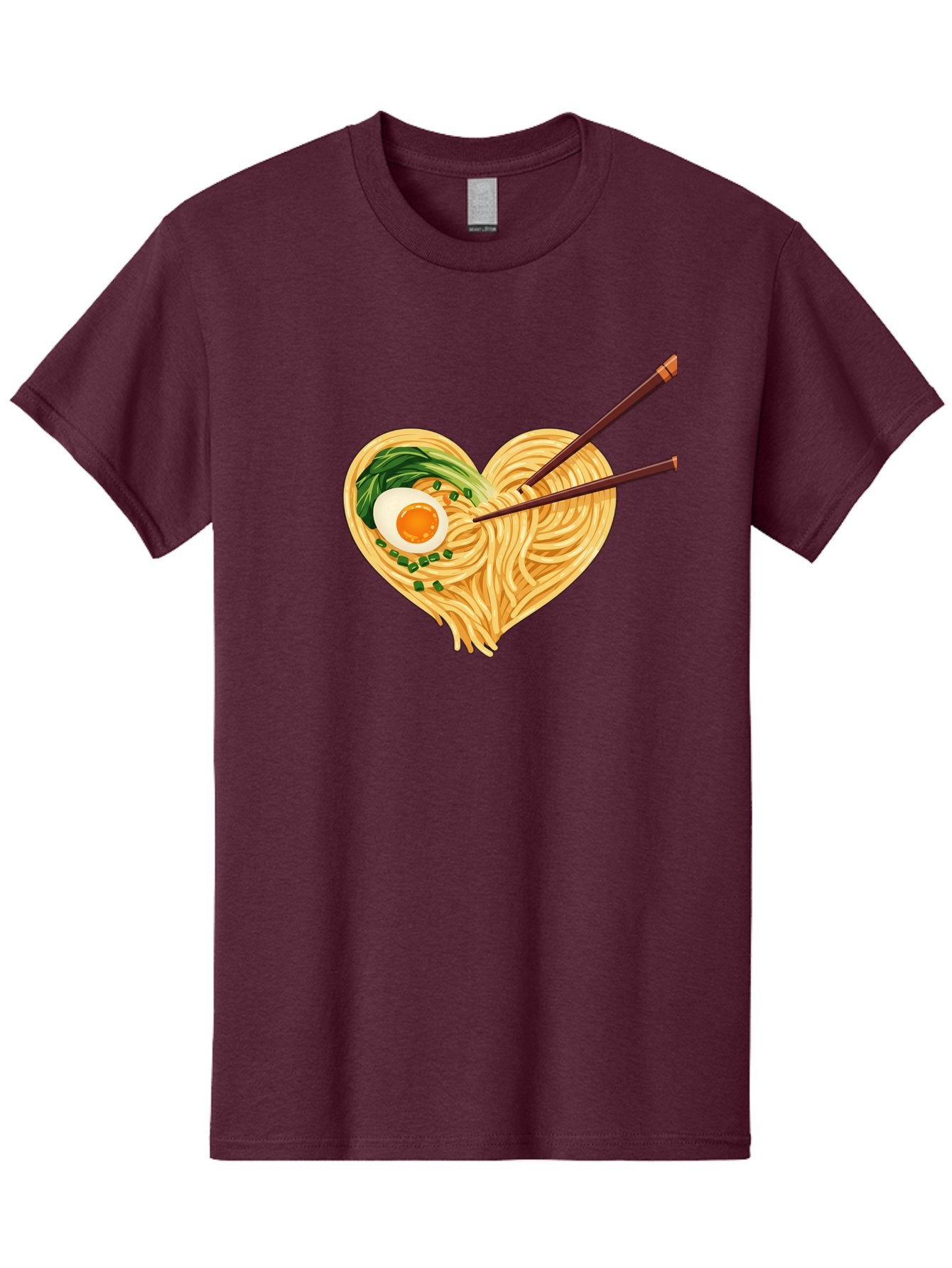 Ramen-Noodles-Heart Men'S Graphic Tee, 100% Cotton, Comfortable Casual Summer Wear, Machine Washable, Heart-Shaped Noodles, Ramen, Egg, Green Onions, Asian Cuisine, Chopsticks, Noodle Dish, Meal, Food, Appetizing, Delicious Bae723 13