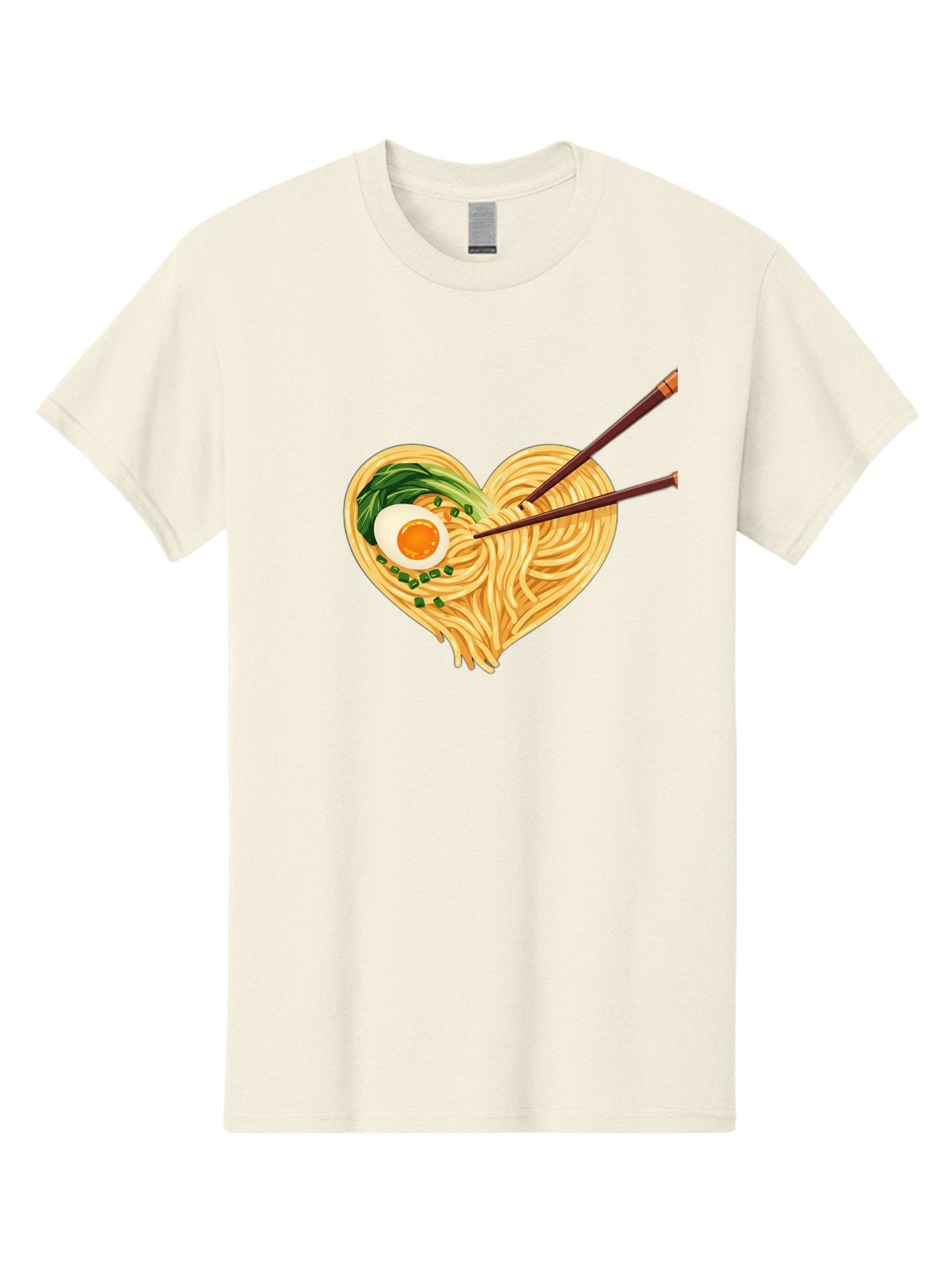 Ramen-Noodles-Heart Men'S Graphic Tee, 100% Cotton, Comfortable Casual Summer Wear, Machine Washable, Heart-Shaped Noodles, Ramen, Egg, Green Onions, Asian Cuisine, Chopsticks, Noodle Dish, Meal, Food, Appetizing, Delicious Bae723 15