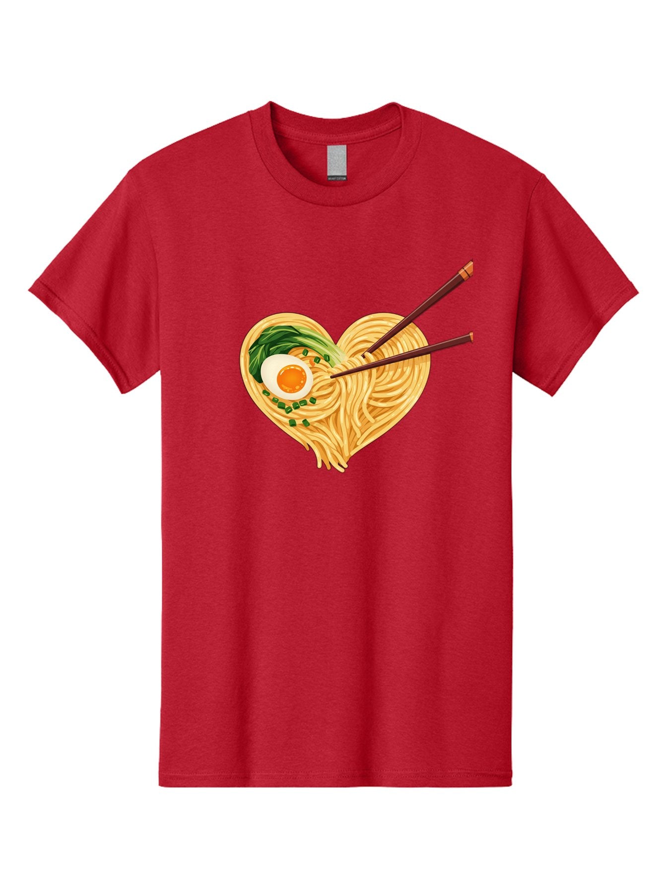Ramen-Noodles-Heart Men'S Graphic Tee, 100% Cotton, Comfortable Casual Summer Wear, Machine Washable, Heart-Shaped Noodles, Ramen, Egg, Green Onions, Asian Cuisine, Chopsticks, Noodle Dish, Meal, Food, Appetizing, Delicious Bae723 12