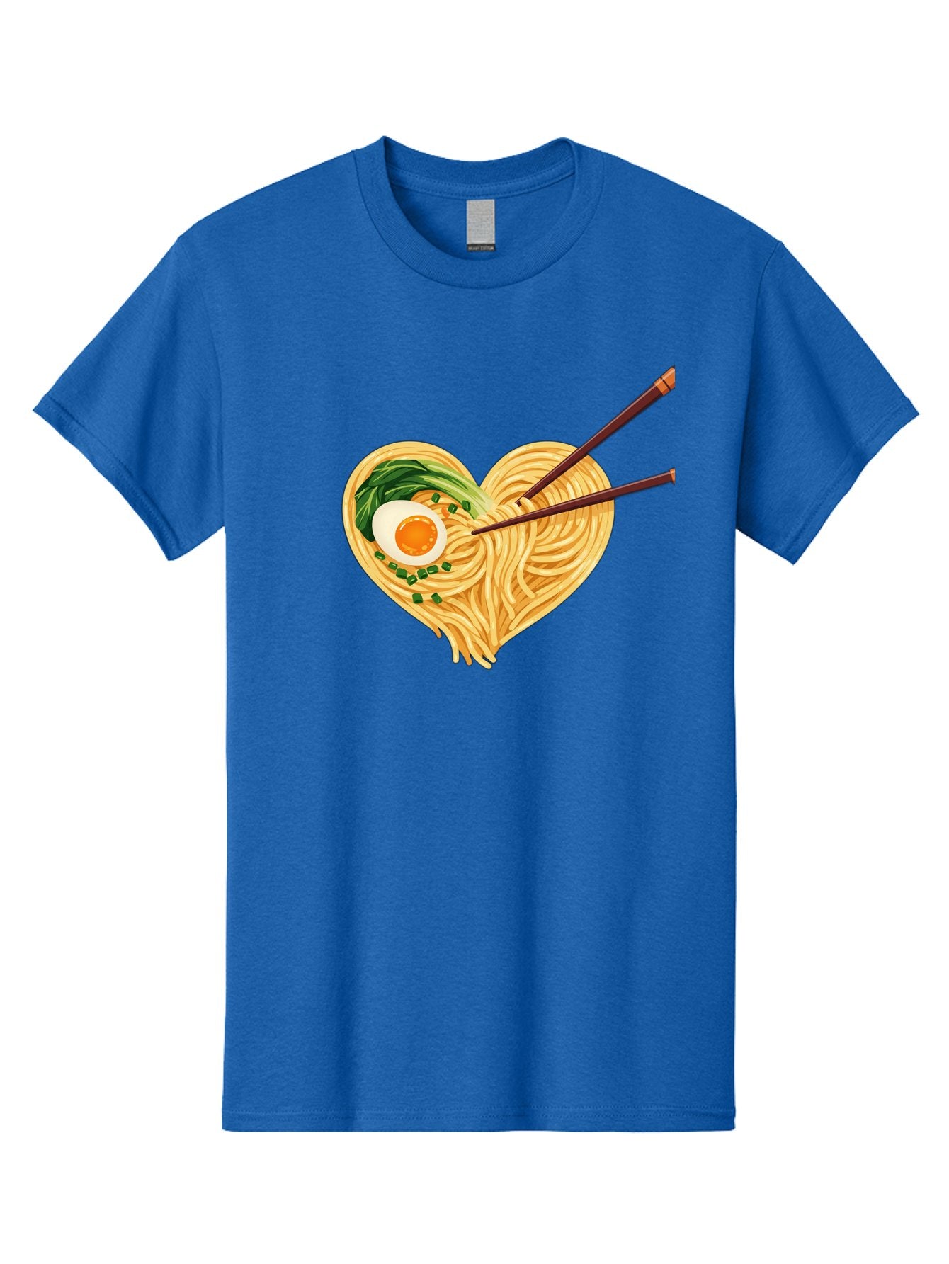 Ramen-Noodles-Heart Men'S Graphic Tee, 100% Cotton, Comfortable Casual Summer Wear, Machine Washable, Heart-Shaped Noodles, Ramen, Egg, Green Onions, Asian Cuisine, Chopsticks, Noodle Dish, Meal, Food, Appetizing, Delicious Bae723 8