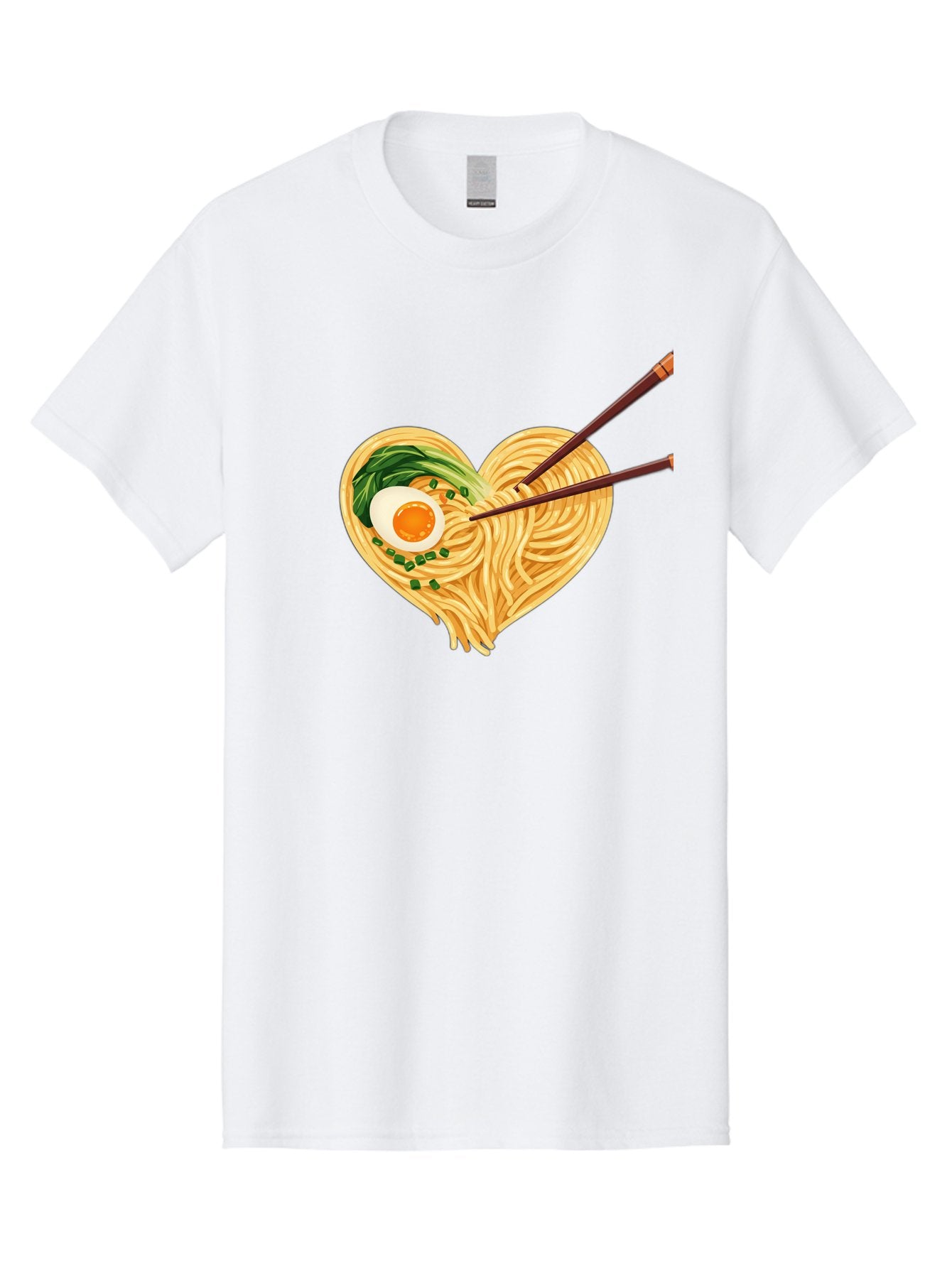 Ramen-Noodles-Heart Men'S Graphic Tee, 100% Cotton, Comfortable Casual Summer Wear, Machine Washable, Heart-Shaped Noodles, Ramen, Egg, Green Onions, Asian Cuisine, Chopsticks, Noodle Dish, Meal, Food, Appetizing, Delicious Bae723 11