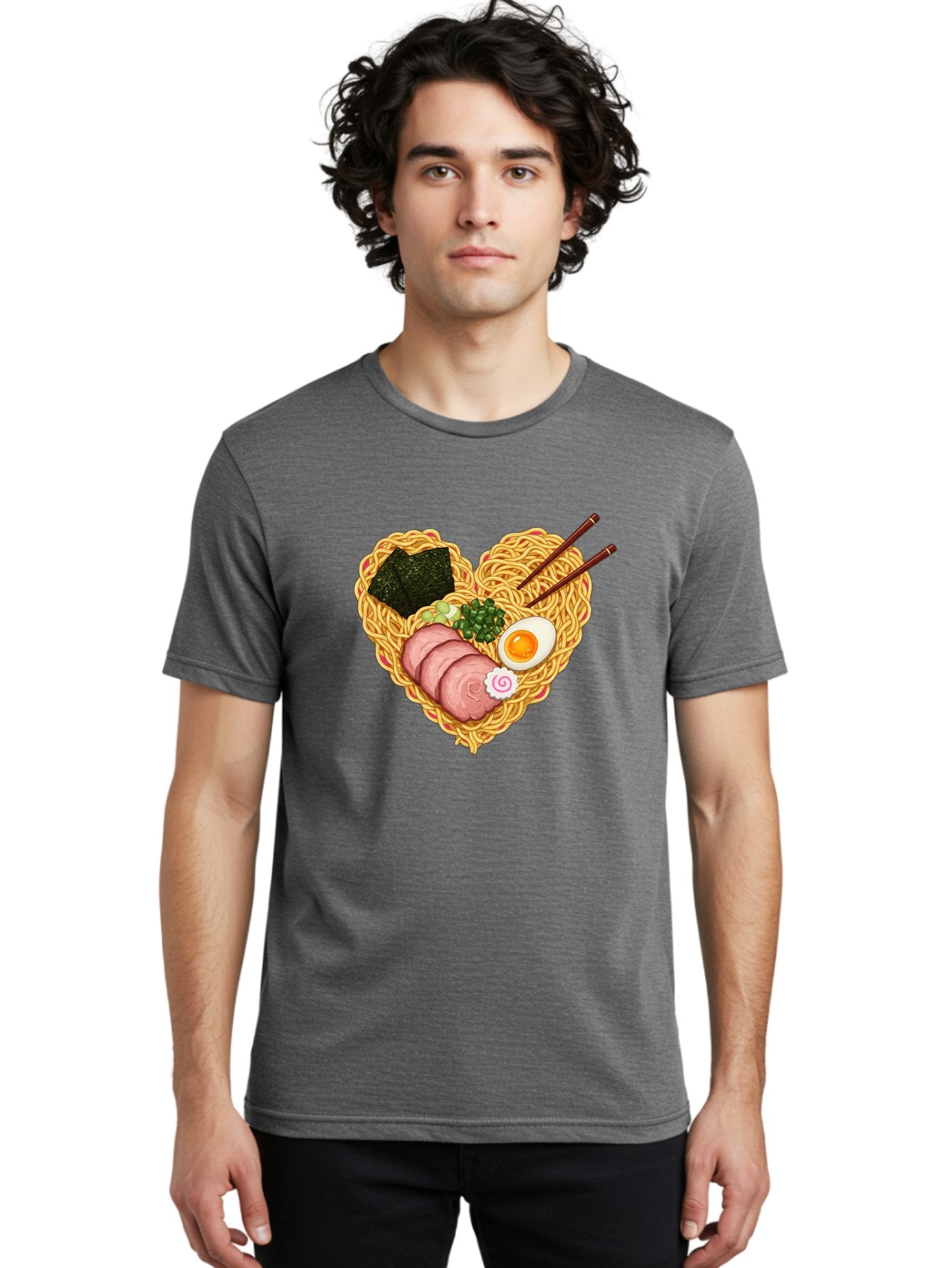 Ramen-Noodles Men'S Graphic Tee, 100% Cotton, Comfortable Casual Summer Wear, Machine Washable, Ramen Noodles, Sliced Meat, Boiled Egg, Seaweed, Green Onions, Fish Cake, Japanese Cuisine, Noodle Soup, Chopsticks, Food Art, Culinary Creativity, Bae724 20
